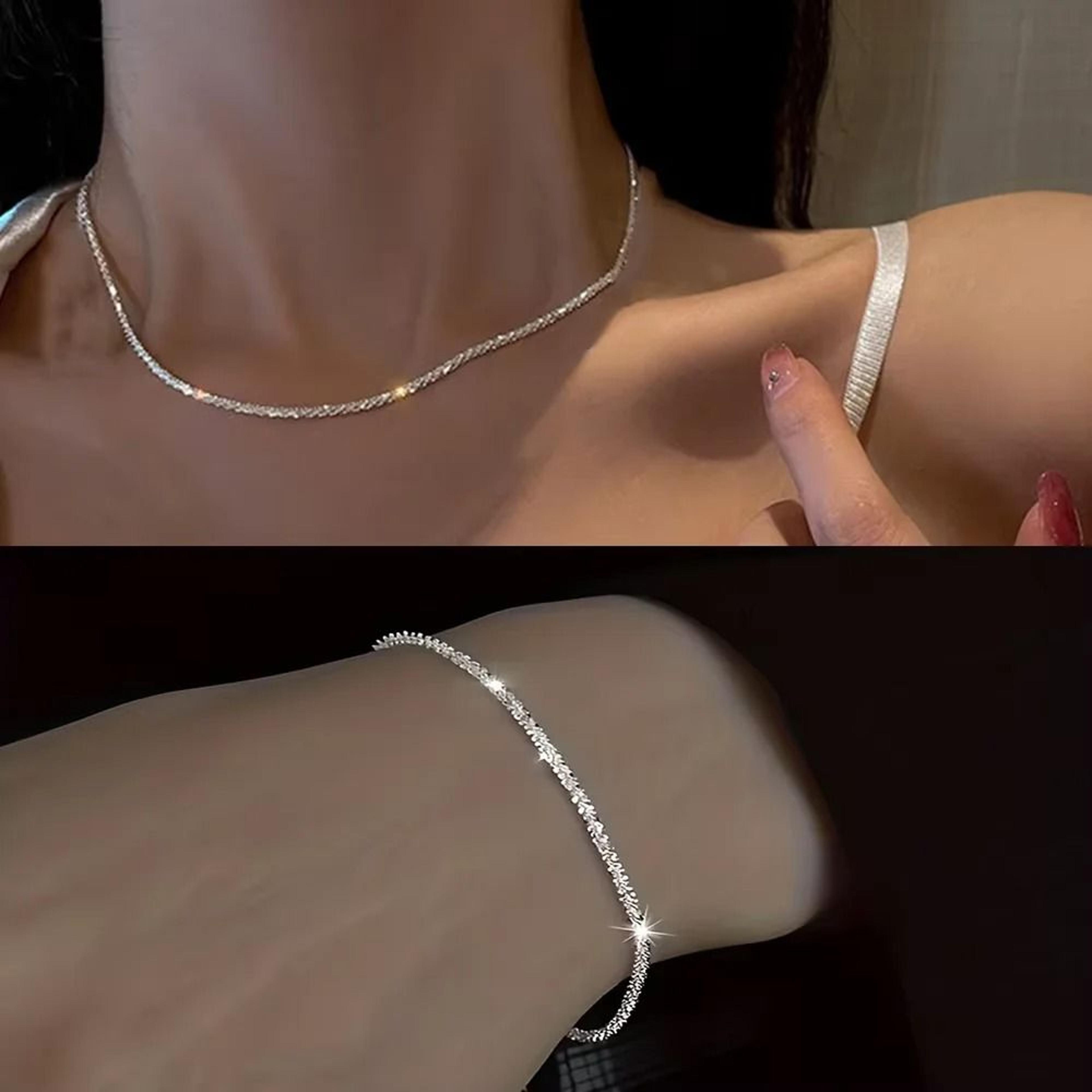 Silver Plated Necklace And Bracelet Set 0