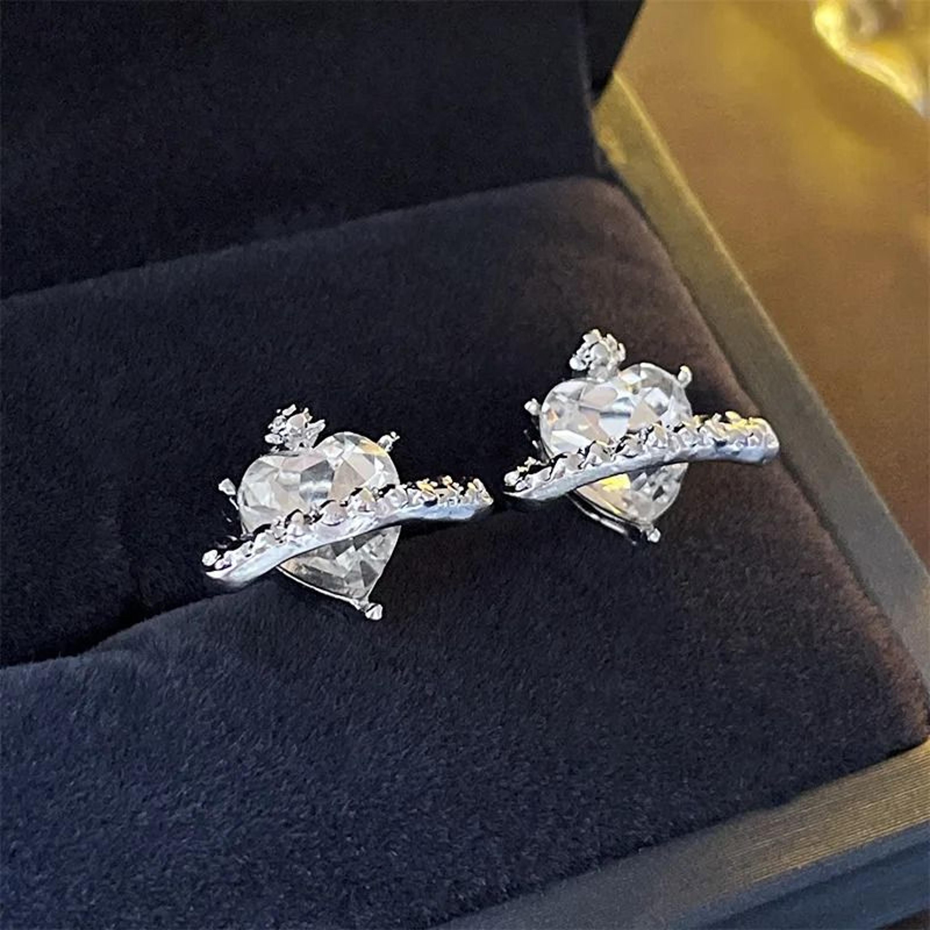 Crystal Heart Stud Earrings For Women 11