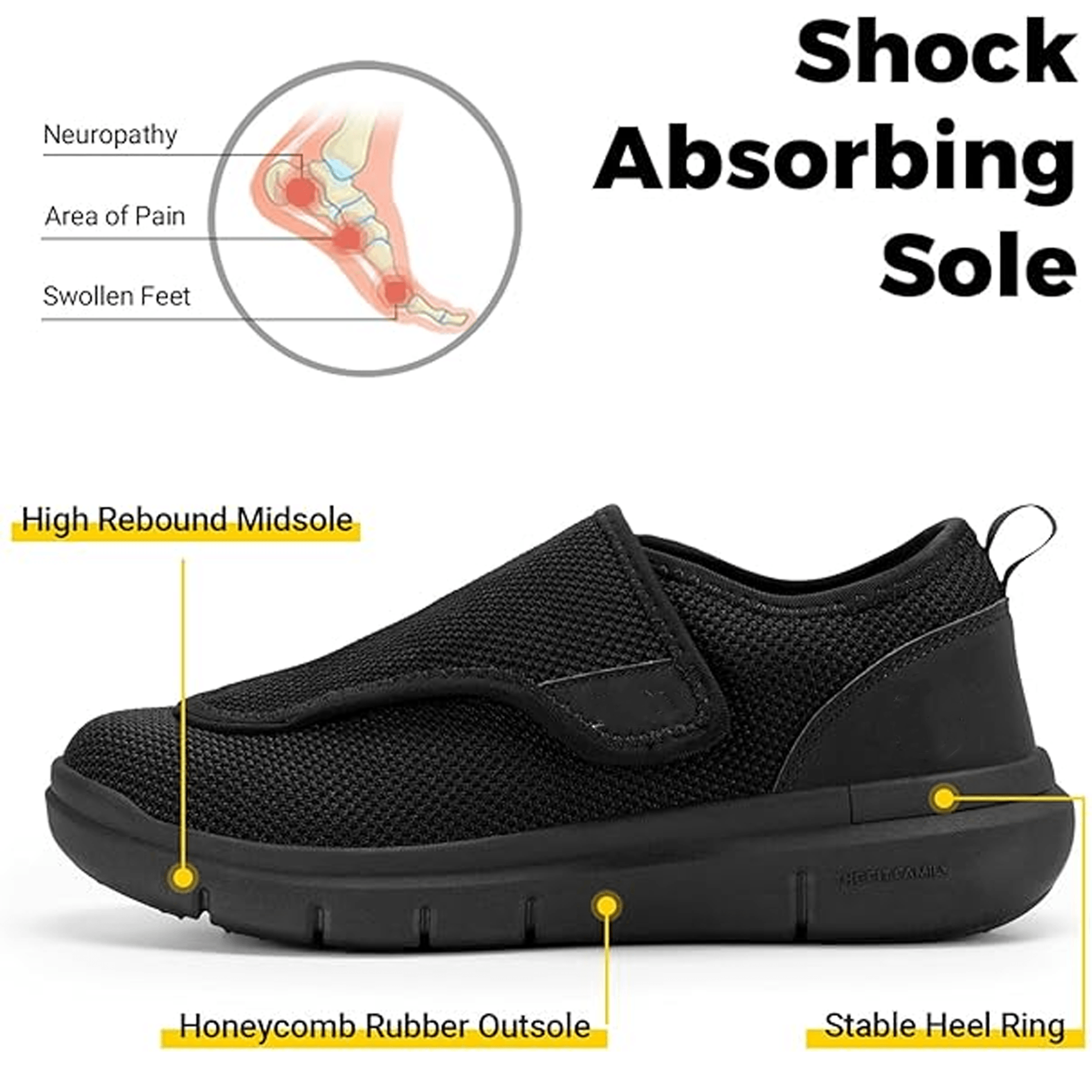 Orthopedic Unisex Walking Shoes For Swollen Feet And Diabetic Comfort 2