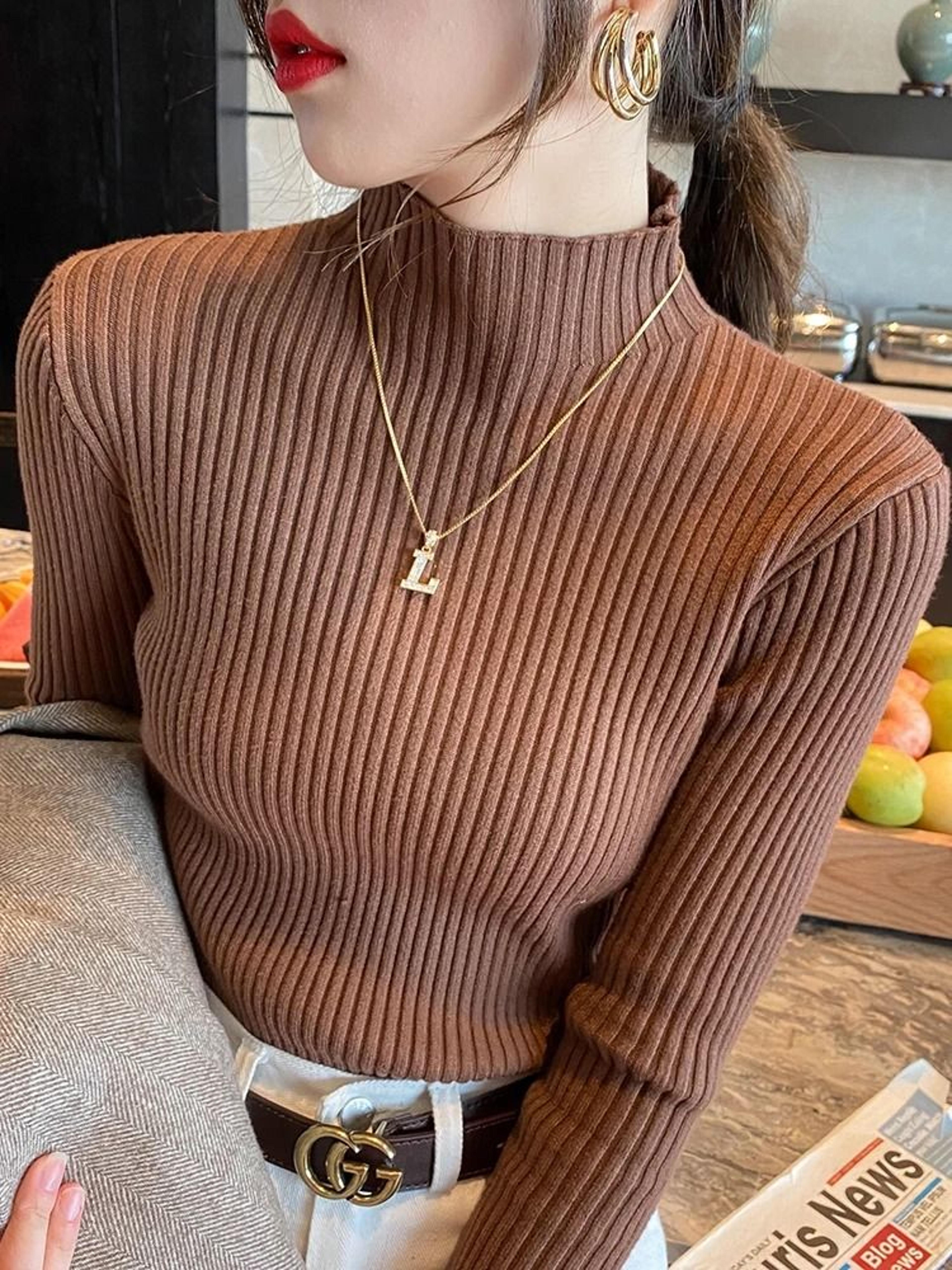 Womens Elegant Basic Turtleneck Knit Sweater 0