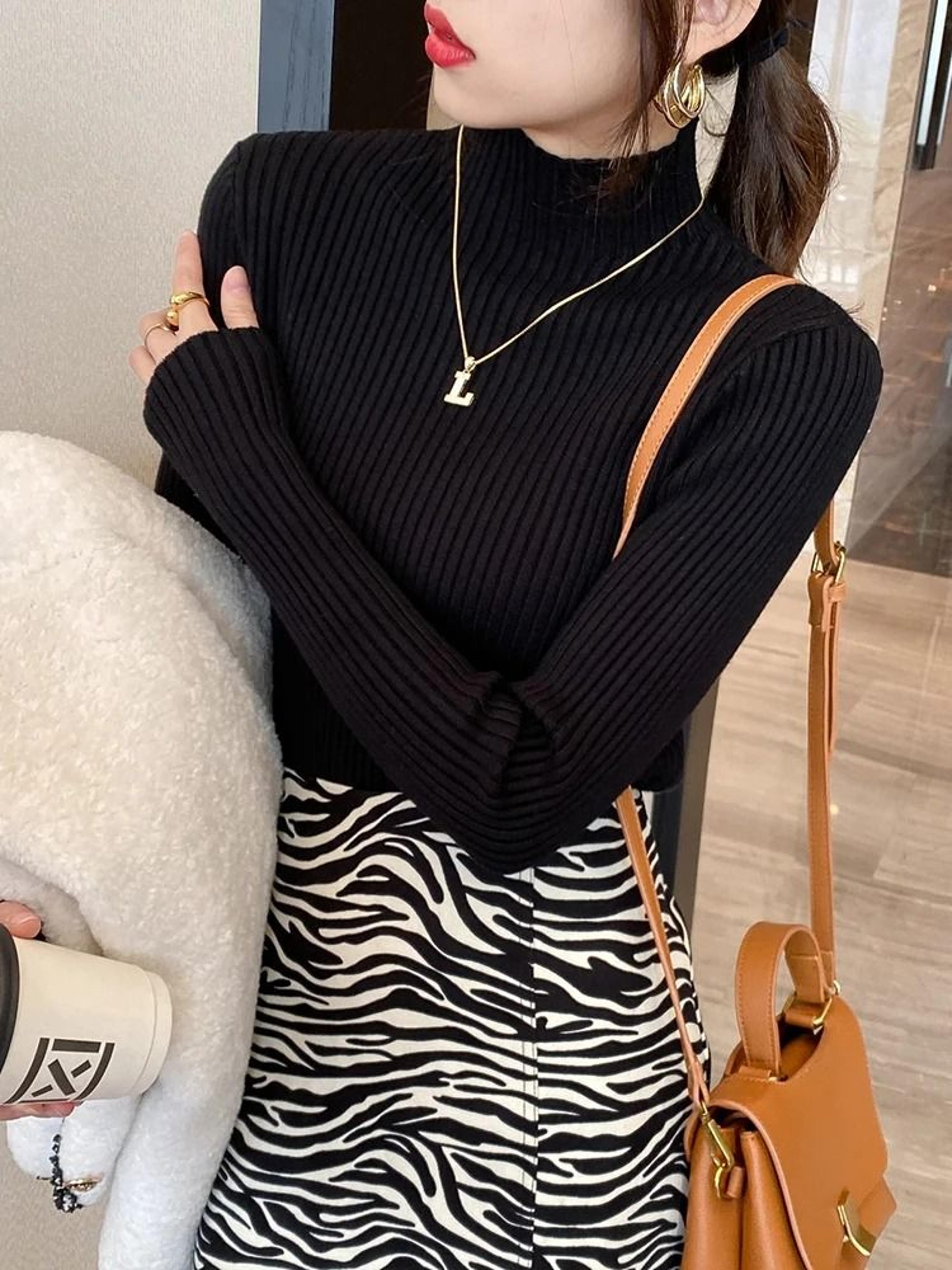 Womens Elegant Basic Turtleneck Knit Sweater 9