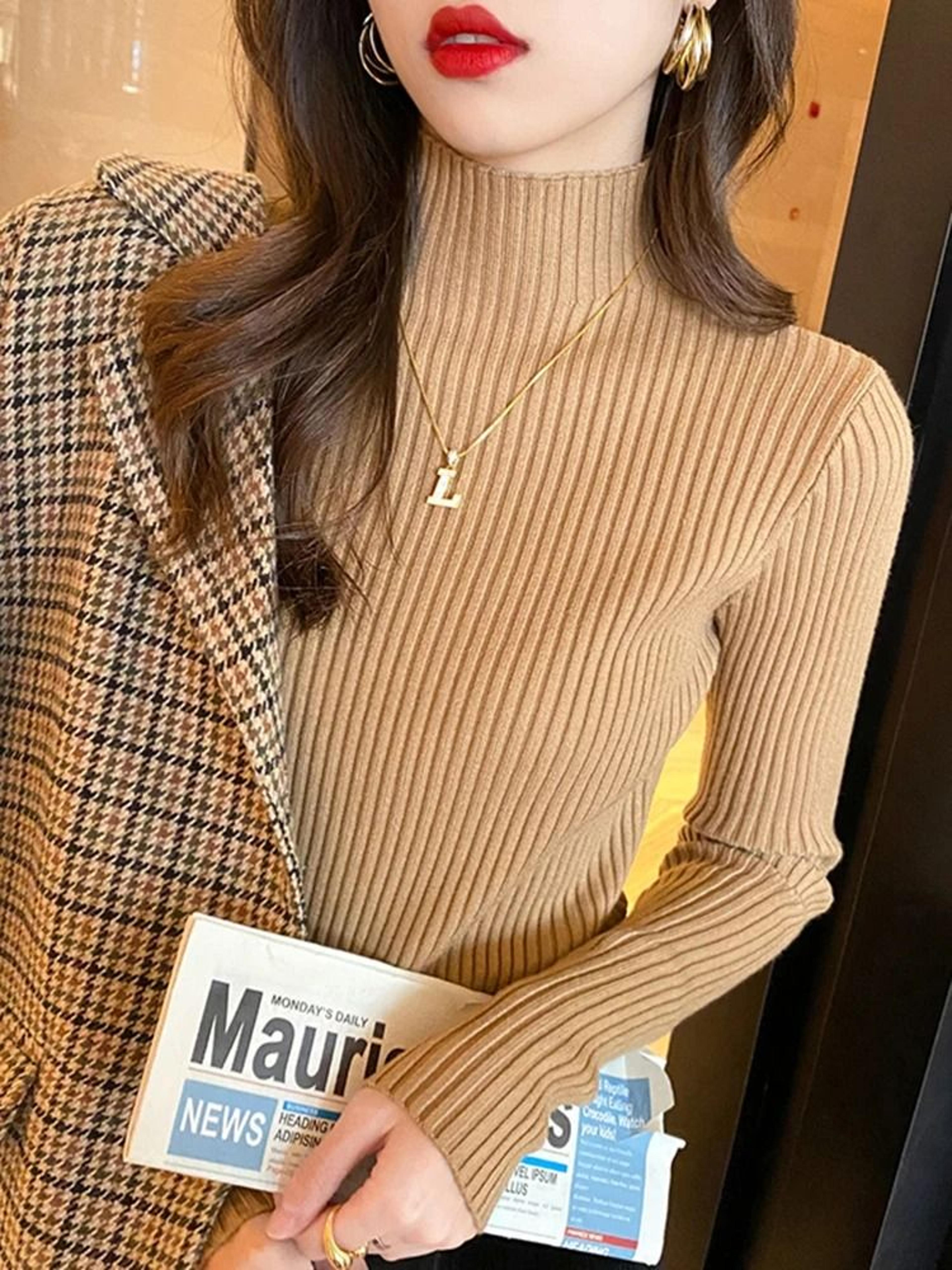 Womens Elegant Basic Turtleneck Knit Sweater 13