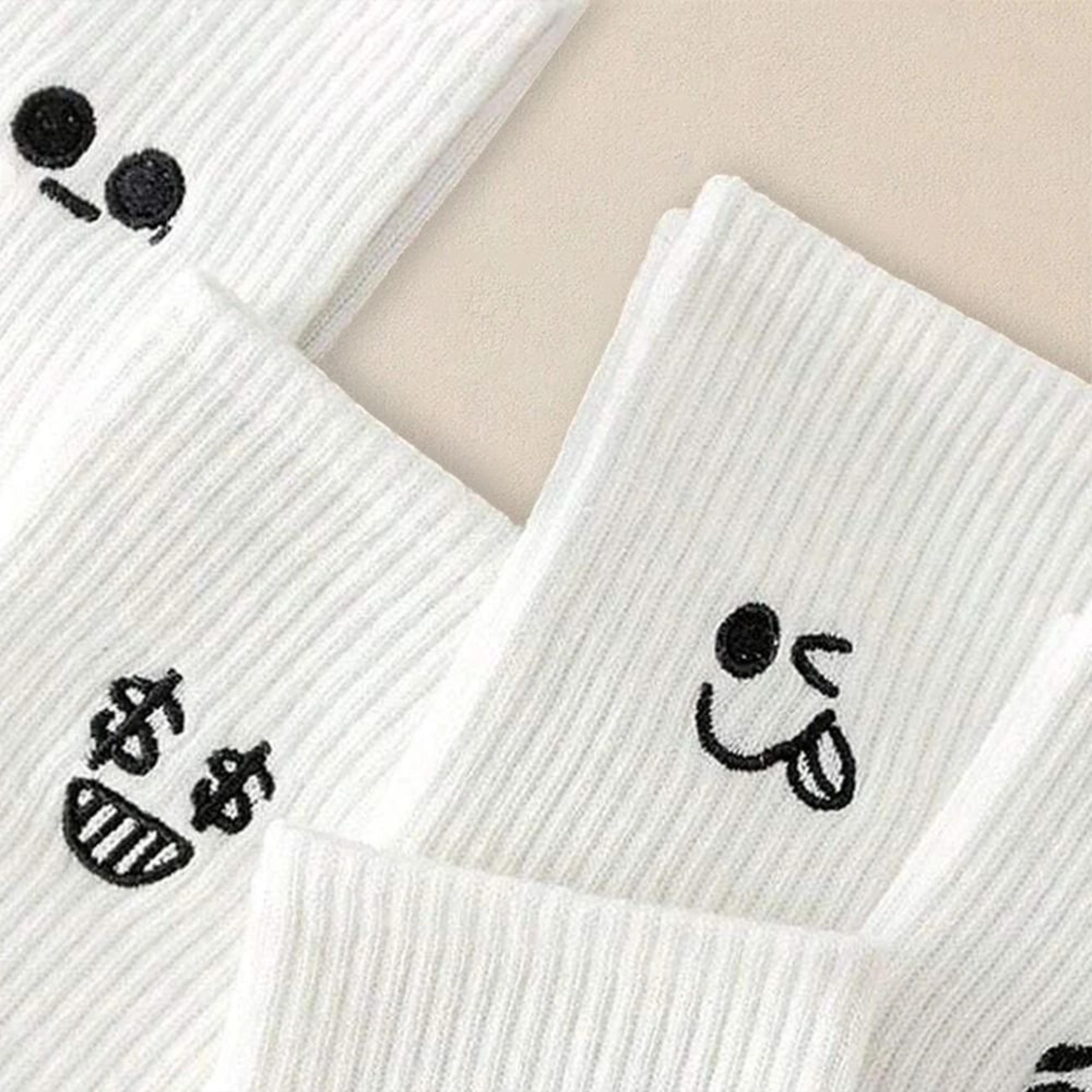 Mens Soft Breathable Cartoon Expression Socks  MultiPair Packs 3