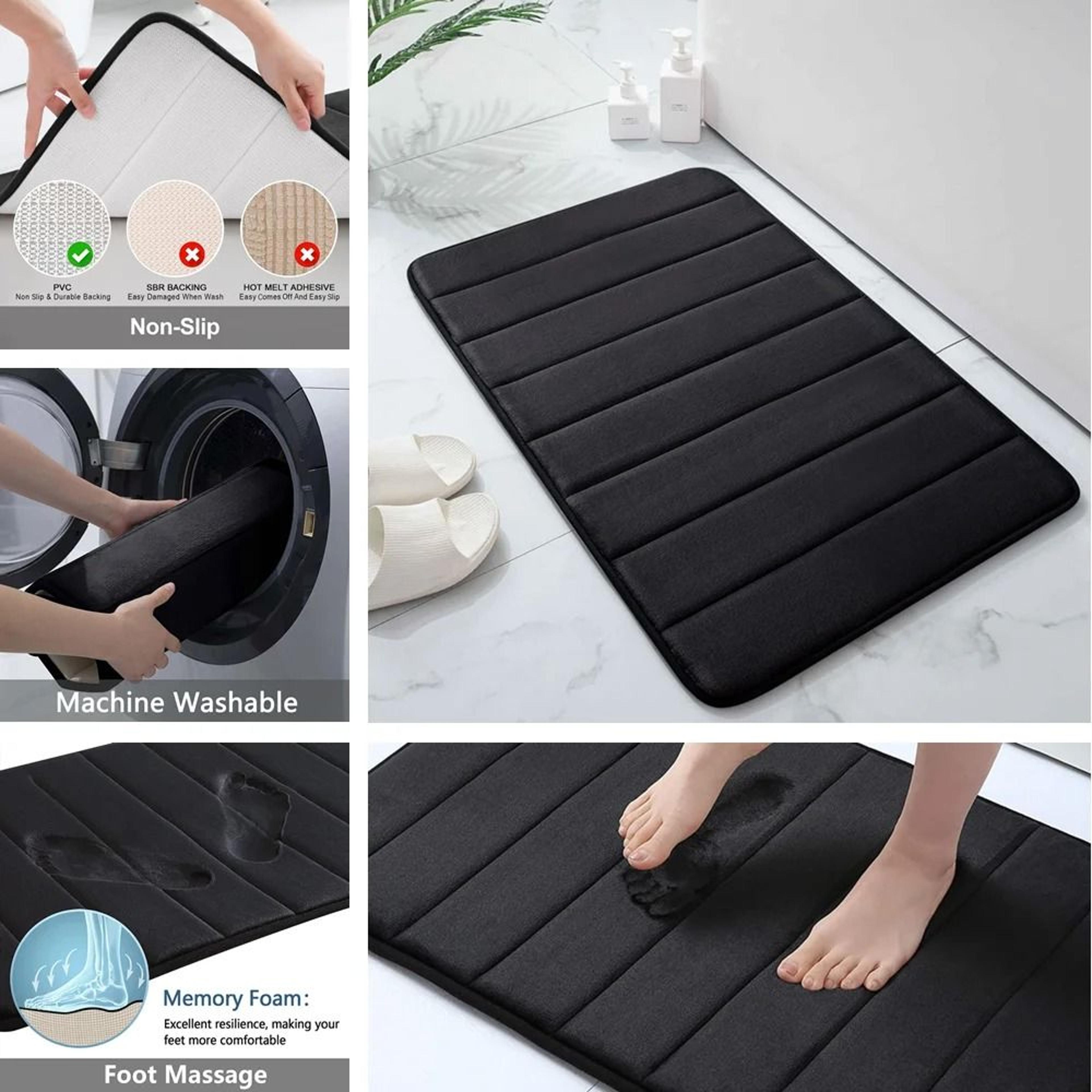 Super Absorbent Memory Foam Bath Mat Set Non Slip Bathroom Rug And Toilet Footpad 4