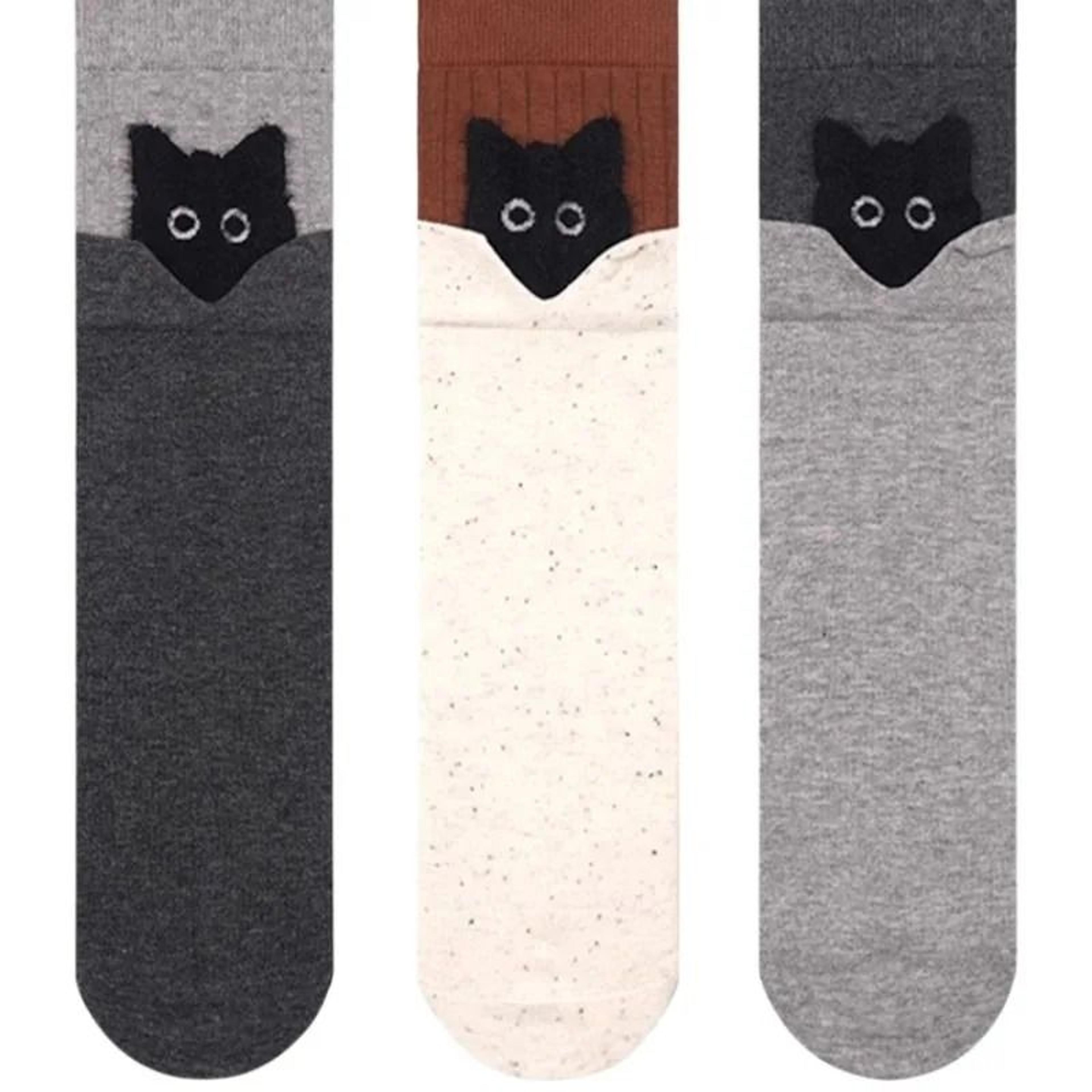 Autumn Winter Peekaboo Cat Mid Calf Socks Cute Warm Kawaii Cartoon Cotton Sleep Socks 5