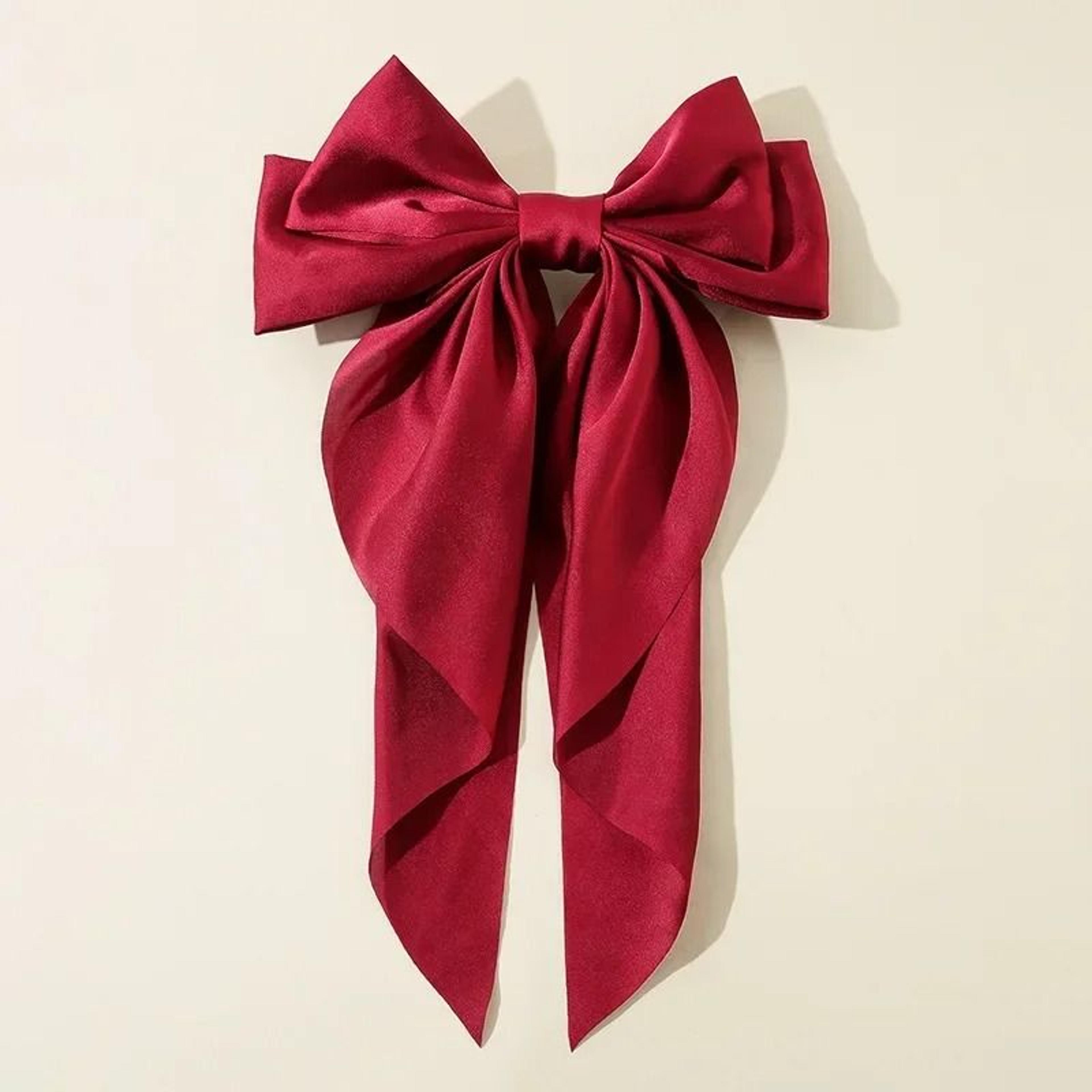 Korean Satin Big Bow Hair Clip For Women And Girls Long Ribbon Bowknot Spring Clamp 6