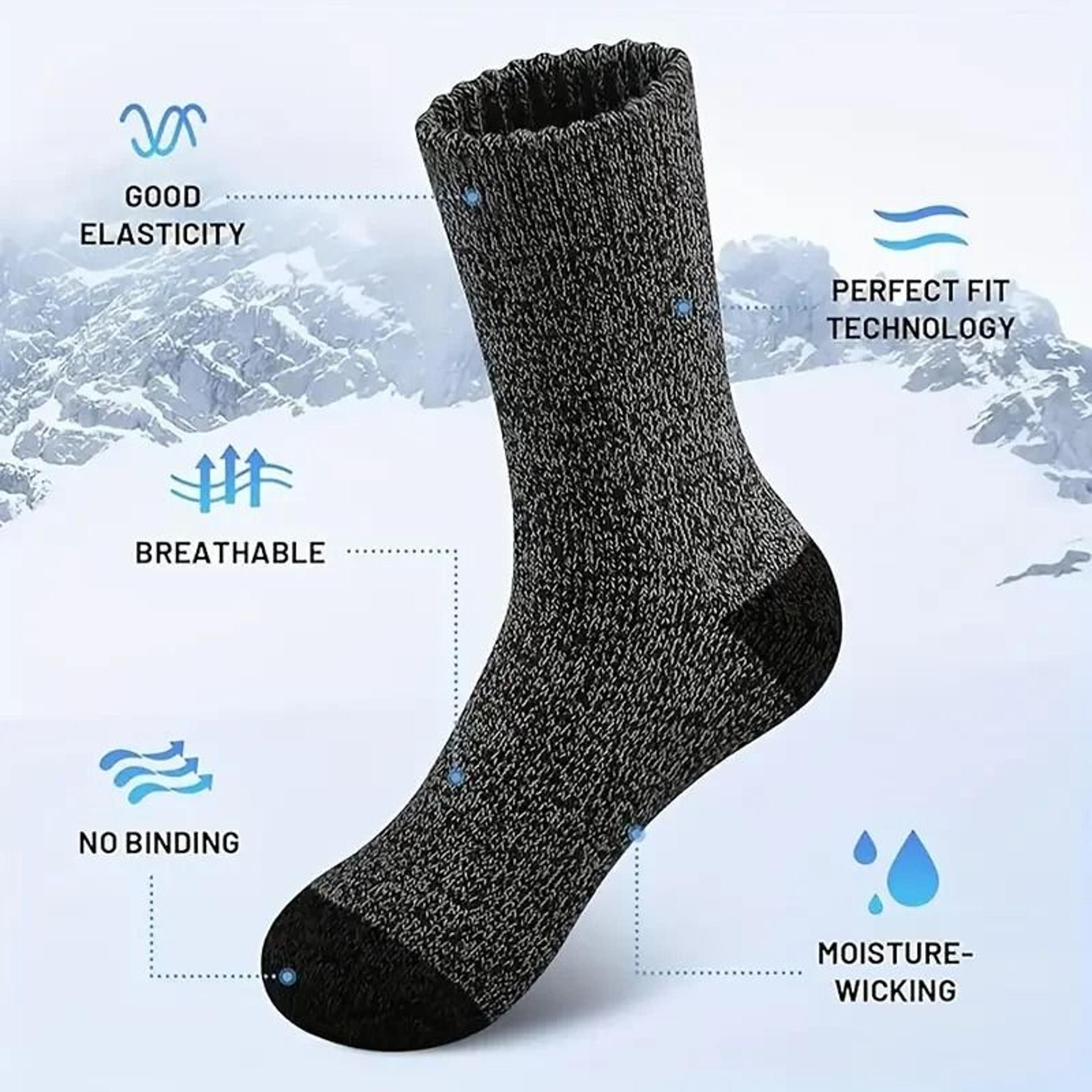 Merino Wool Thermal Hiking Socks For Men 5 Pairs 2