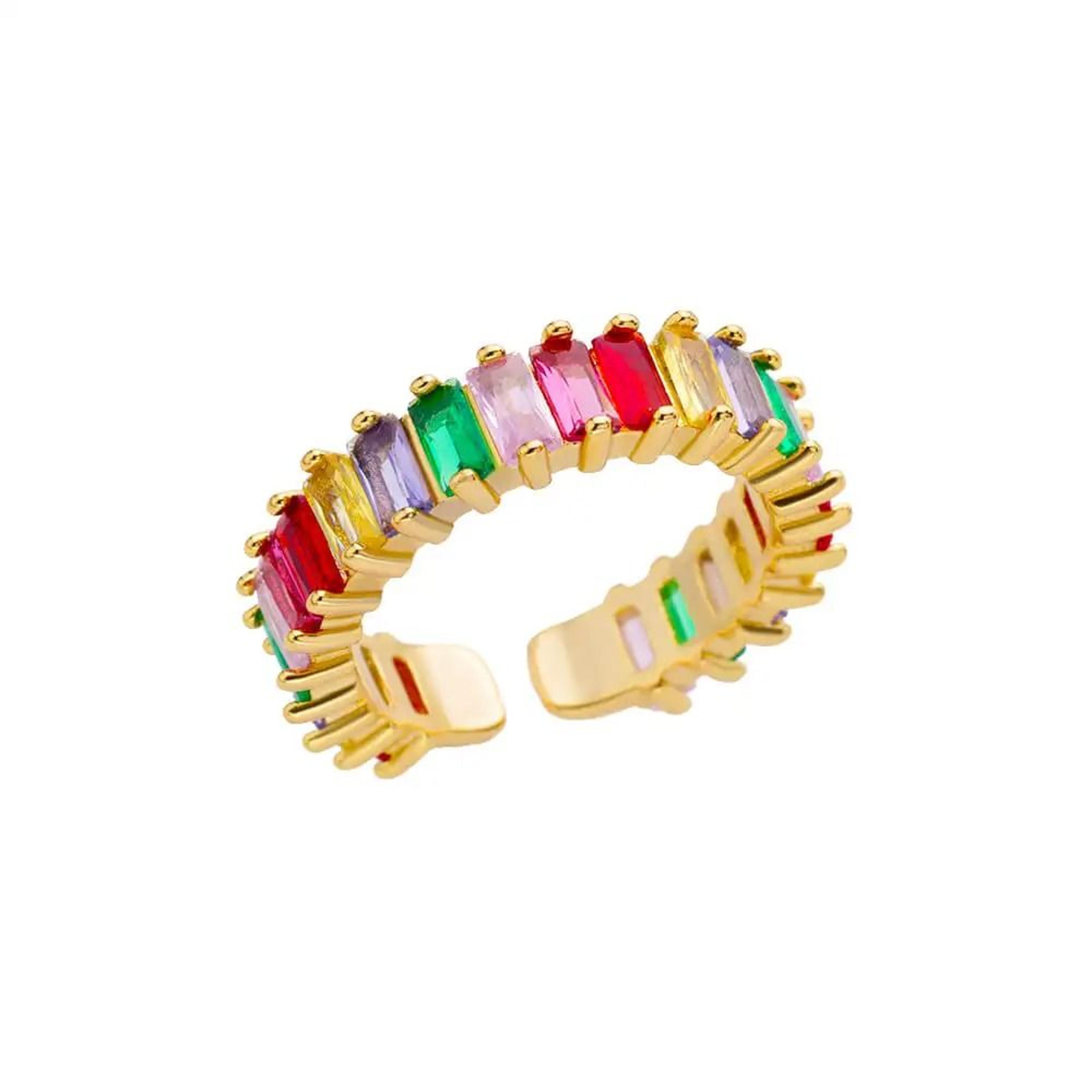 Mini Zircon Green Adjustable Ring For Women 20