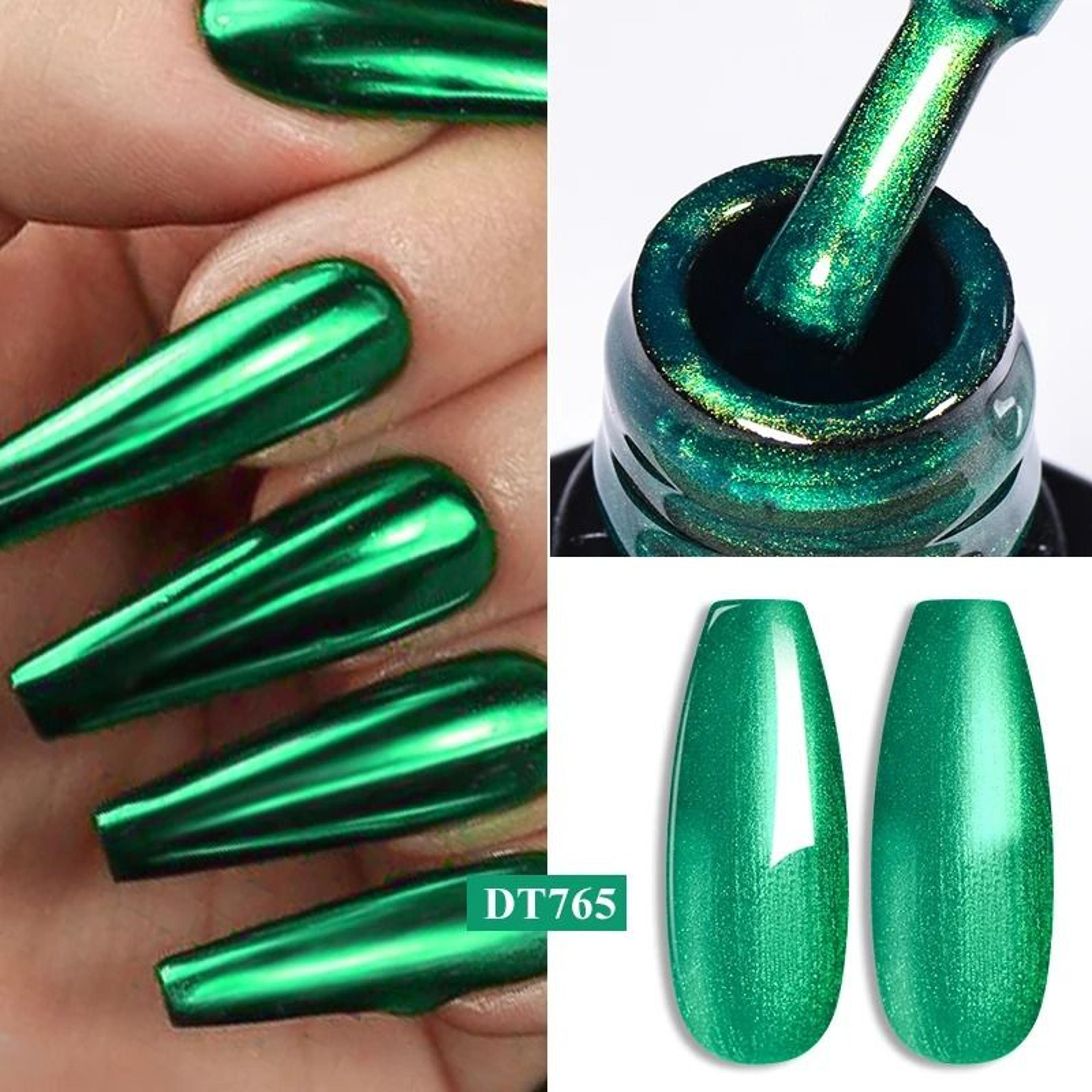 Metallic Gel Nail Polish Red Gold Silver Mirror Finish UV Soak Off Gel 4