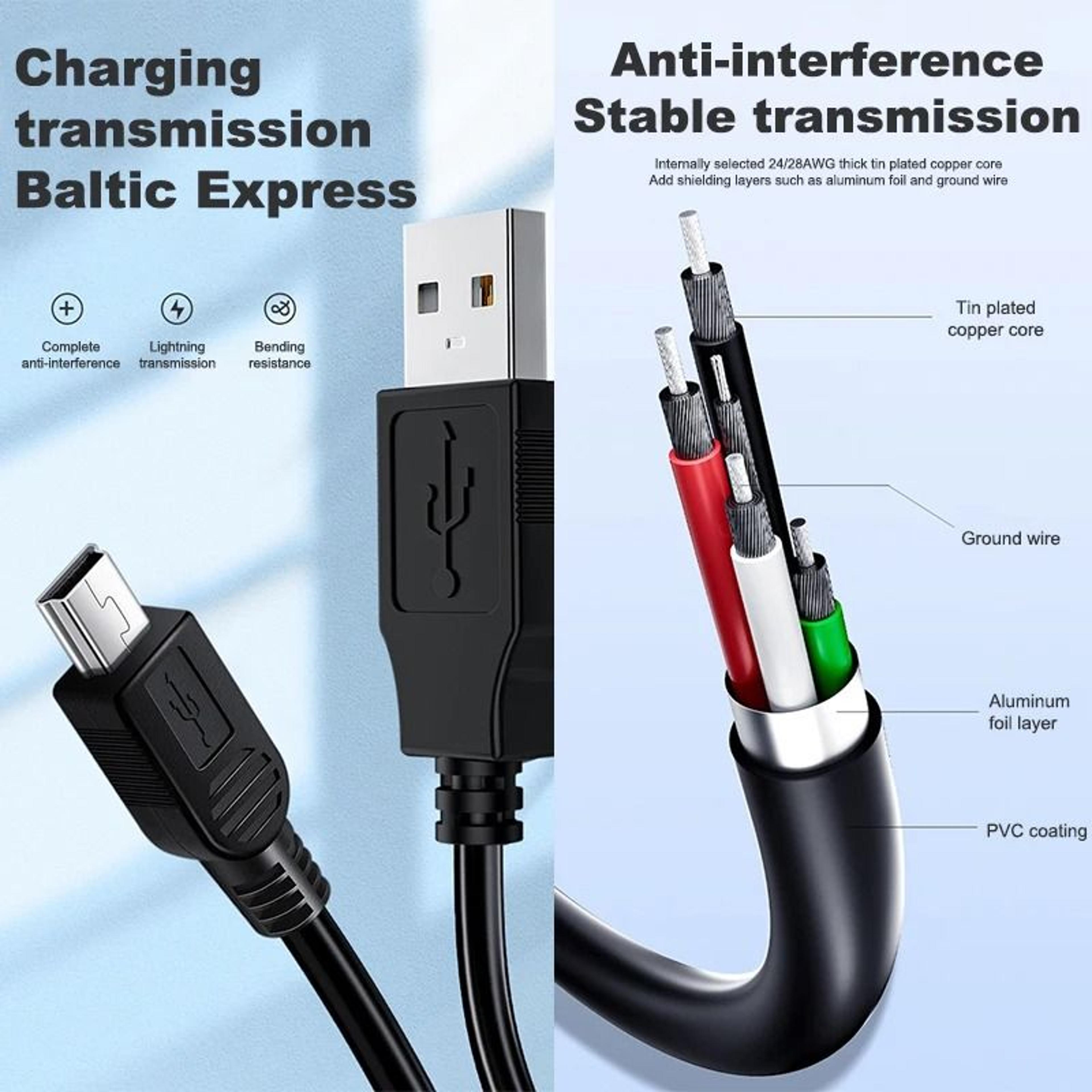 USB Cable 08M Mini USB 5 Pin Data Cable For Cameras Phones And Devices 5
