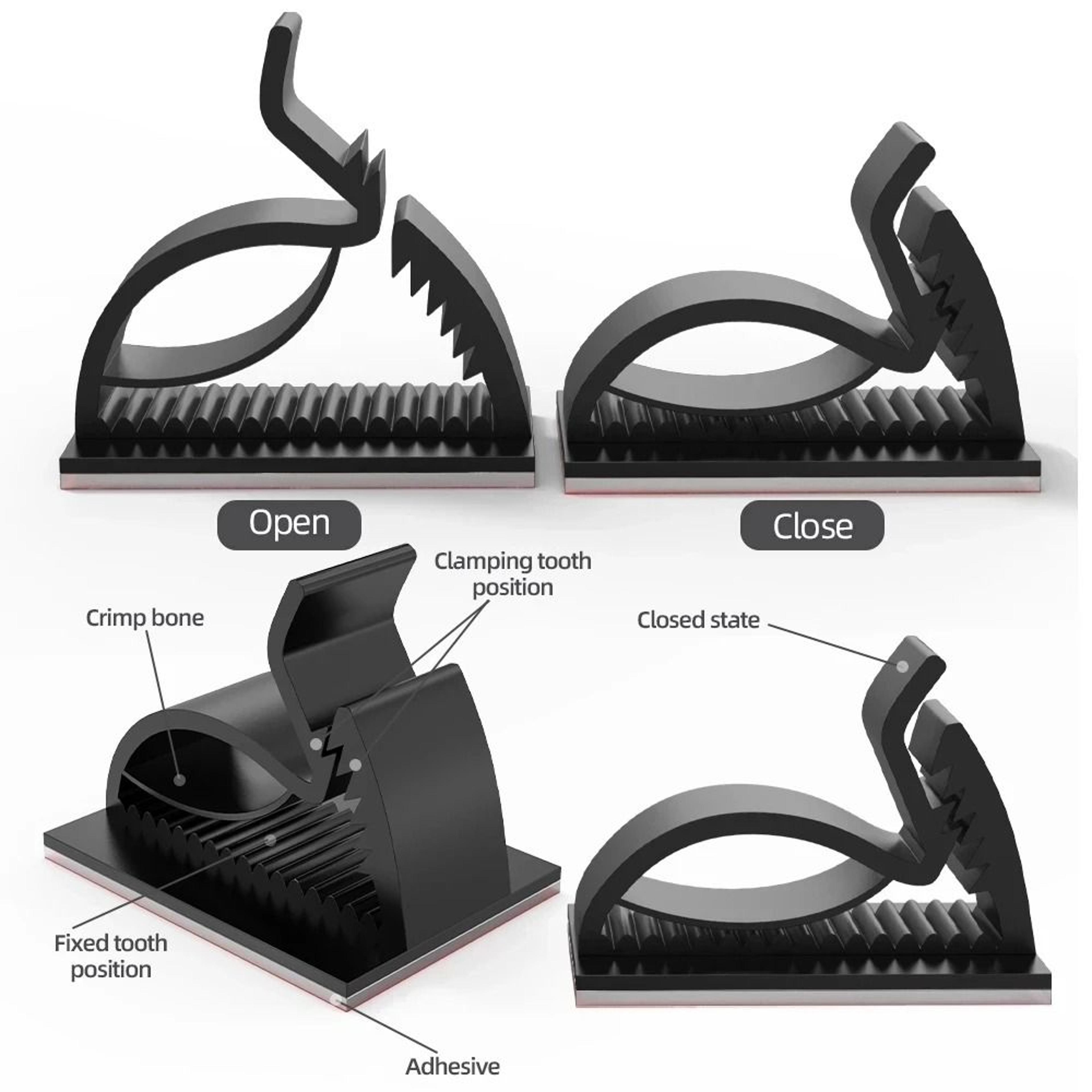 Self Adhesive Adjustable Cable Clips Wire Clamps Organizer Set 50 Piece 4