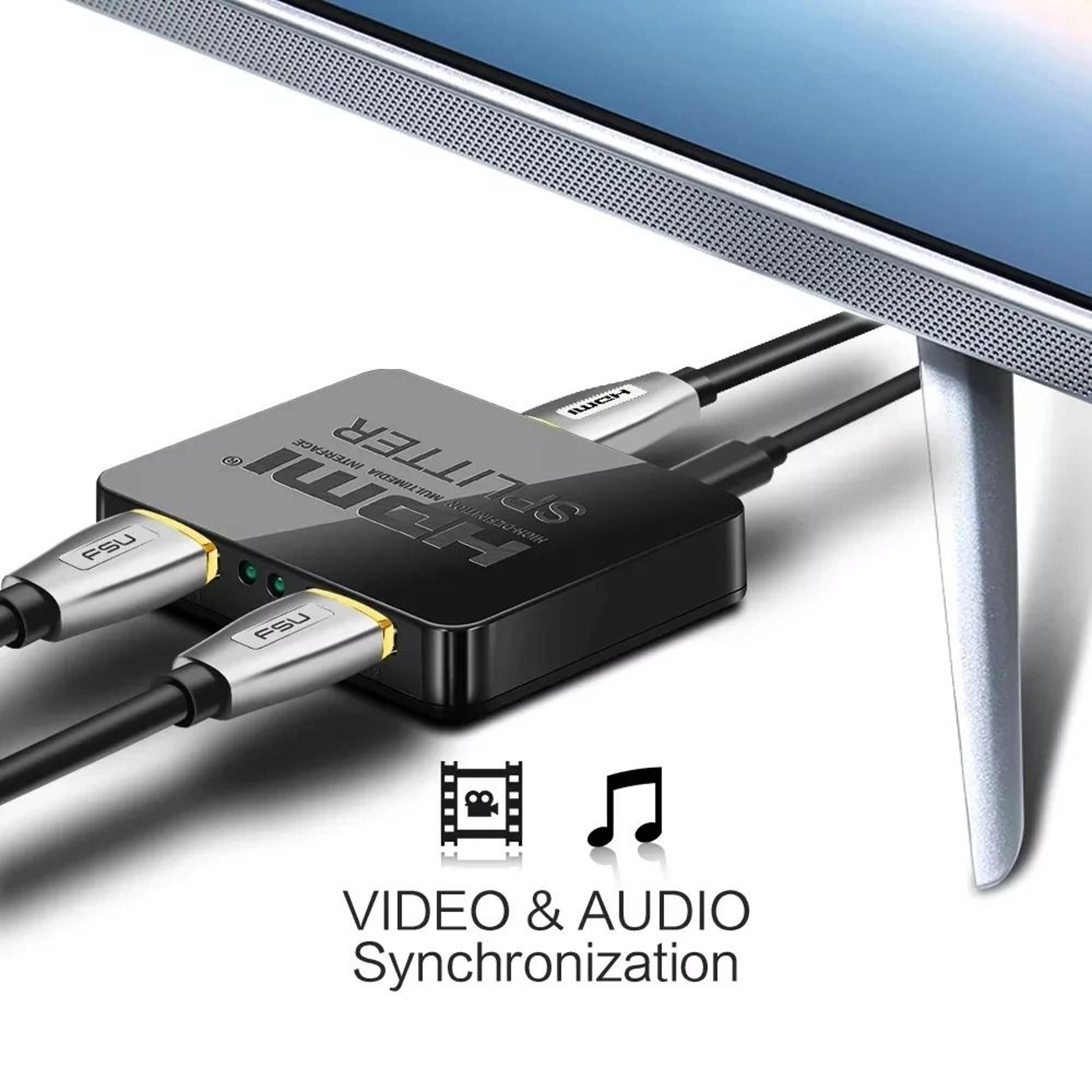 4K HDMI Splitter 1 In 2 Out Dual Display Video Distributor 4