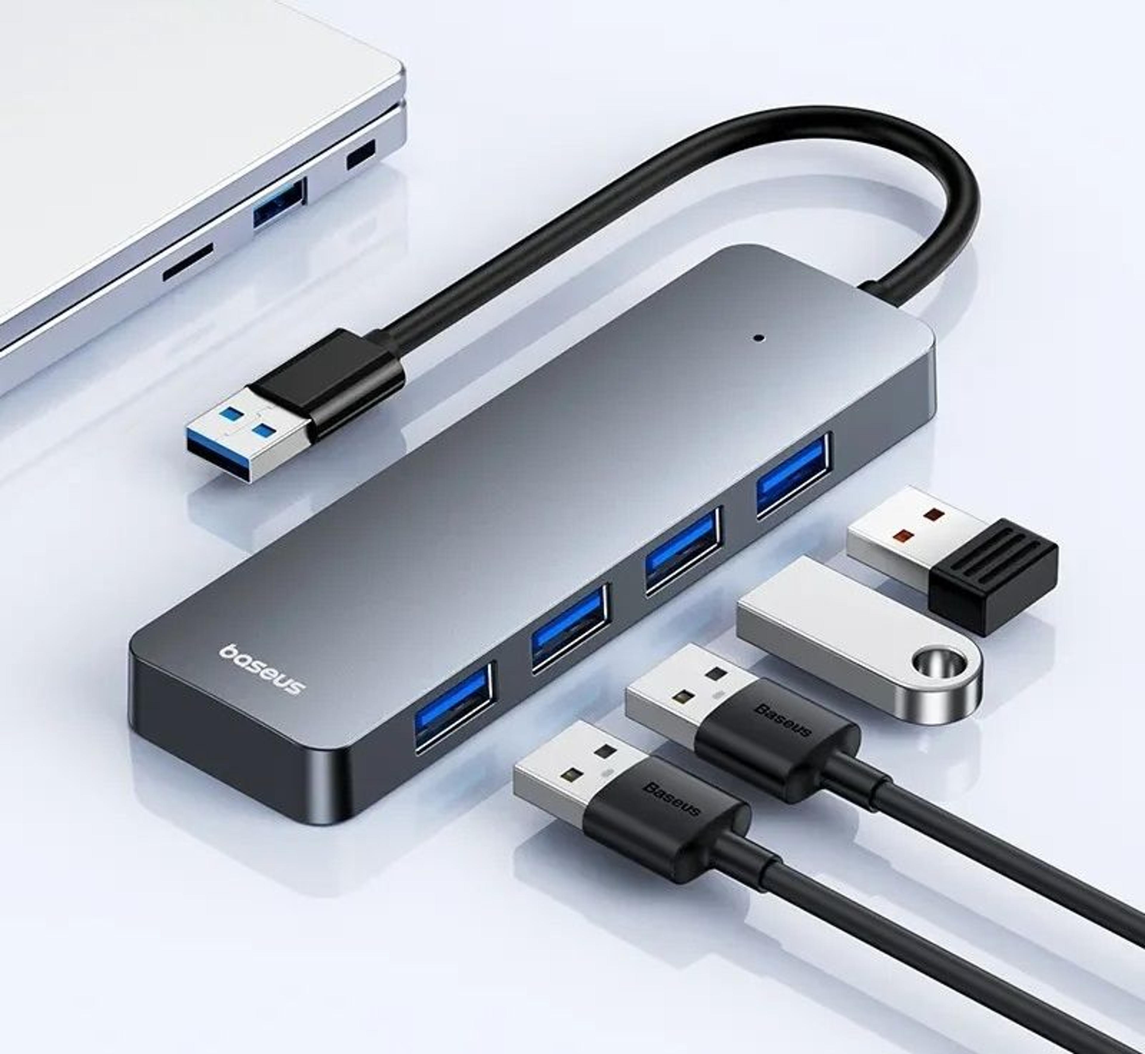 USB Hub 4 Port High Speed Multi Splitter Adapter With Compact ABS Body 0