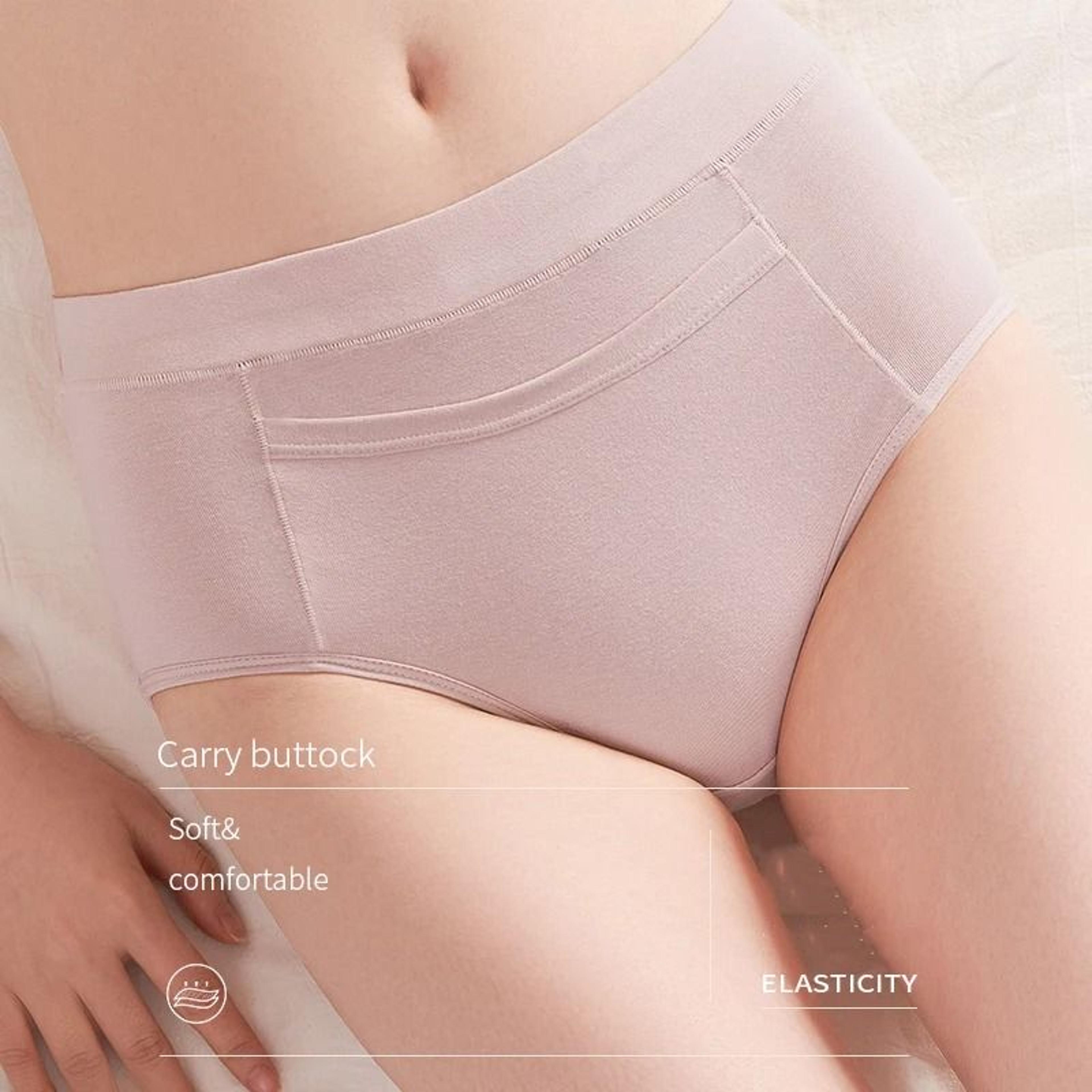 Womens Menstrual Panties Leak Proof High Waist Underwear Cotton Period Briefs Set Of 4 3