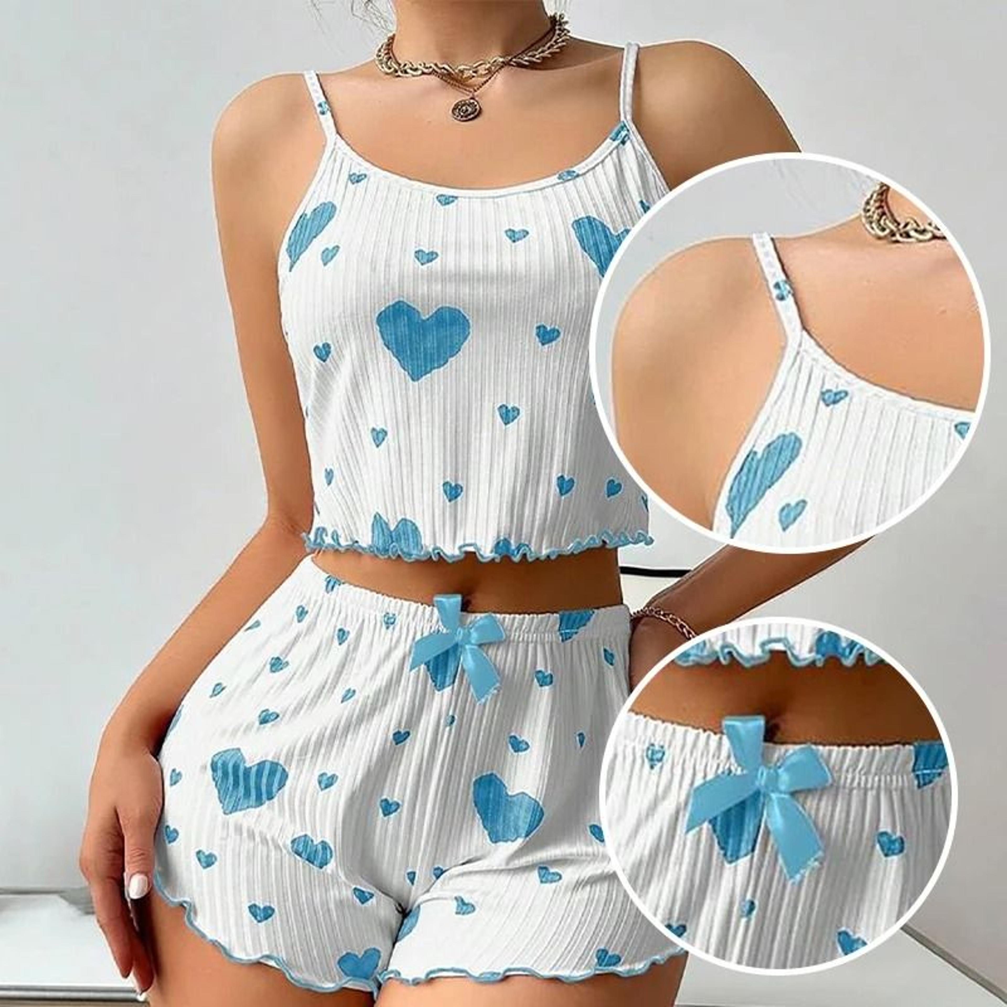 Womens Pajama Set Sleepwear Tank Top And Shorts Soft Casual Loungewear 5