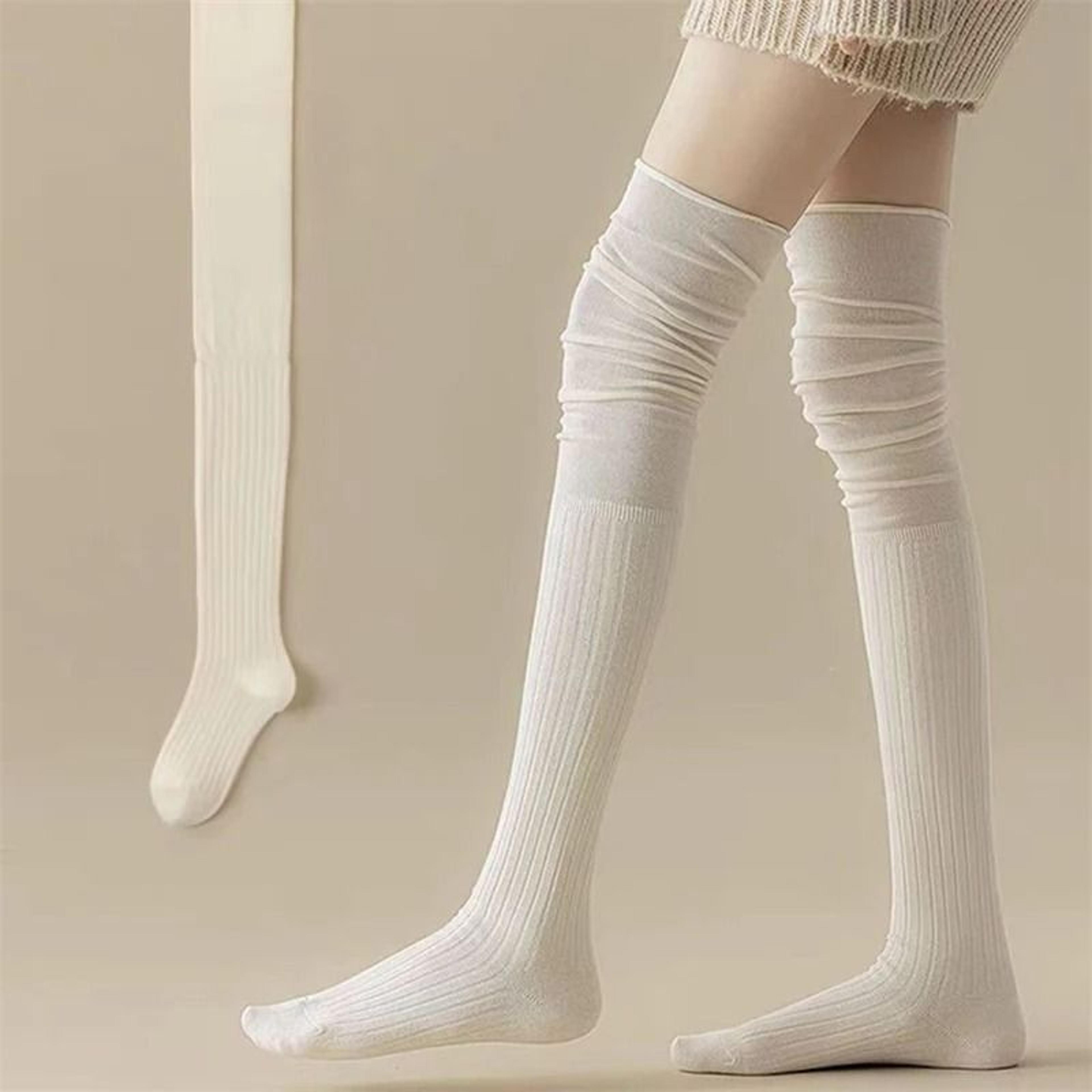 Knee High Socks Thin Long Stacked Socks Womens High Elastic Stockings 7