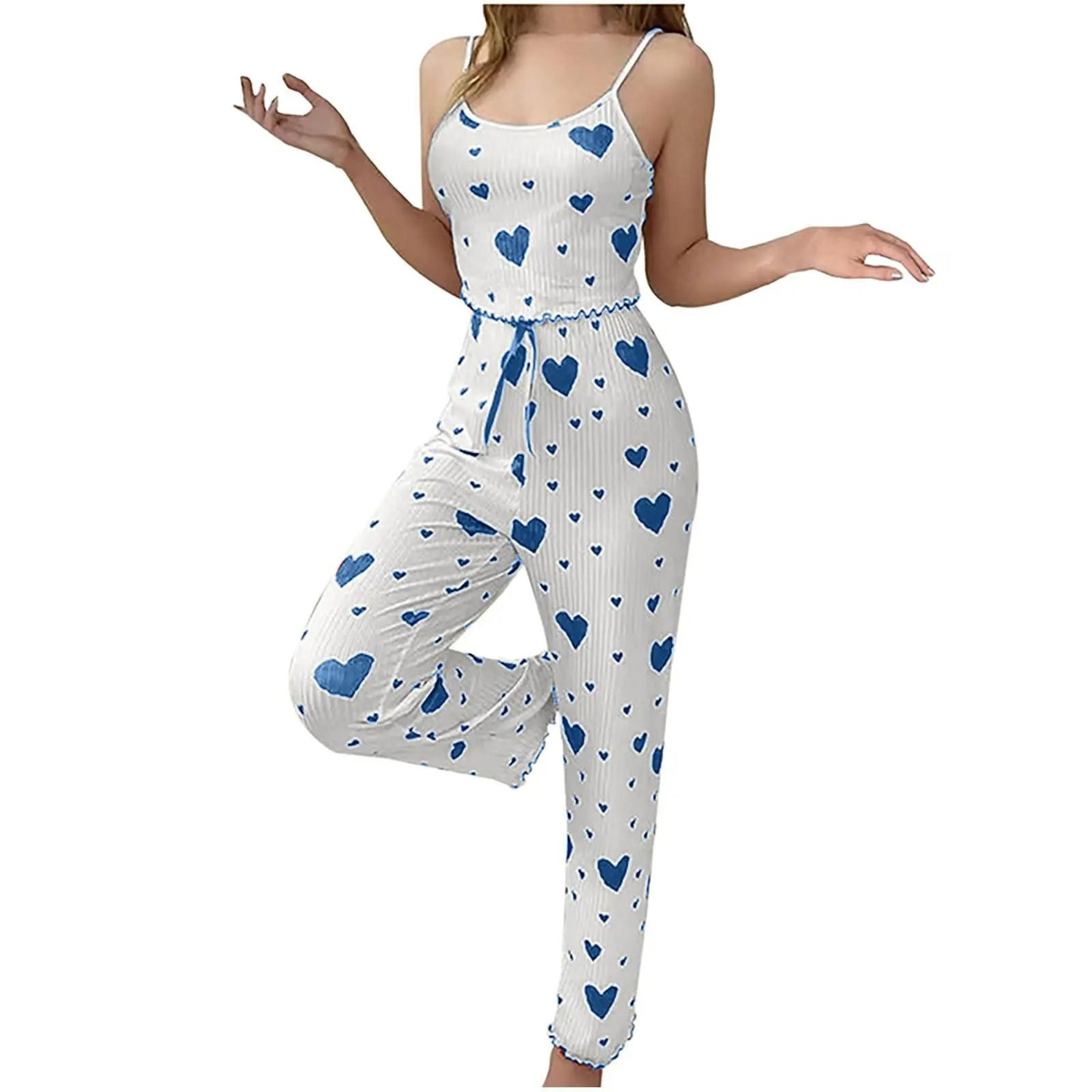 Womens Plus Size Pajama Set Two Piece Vest And Trousers Soft Breathable Sleepwear 9