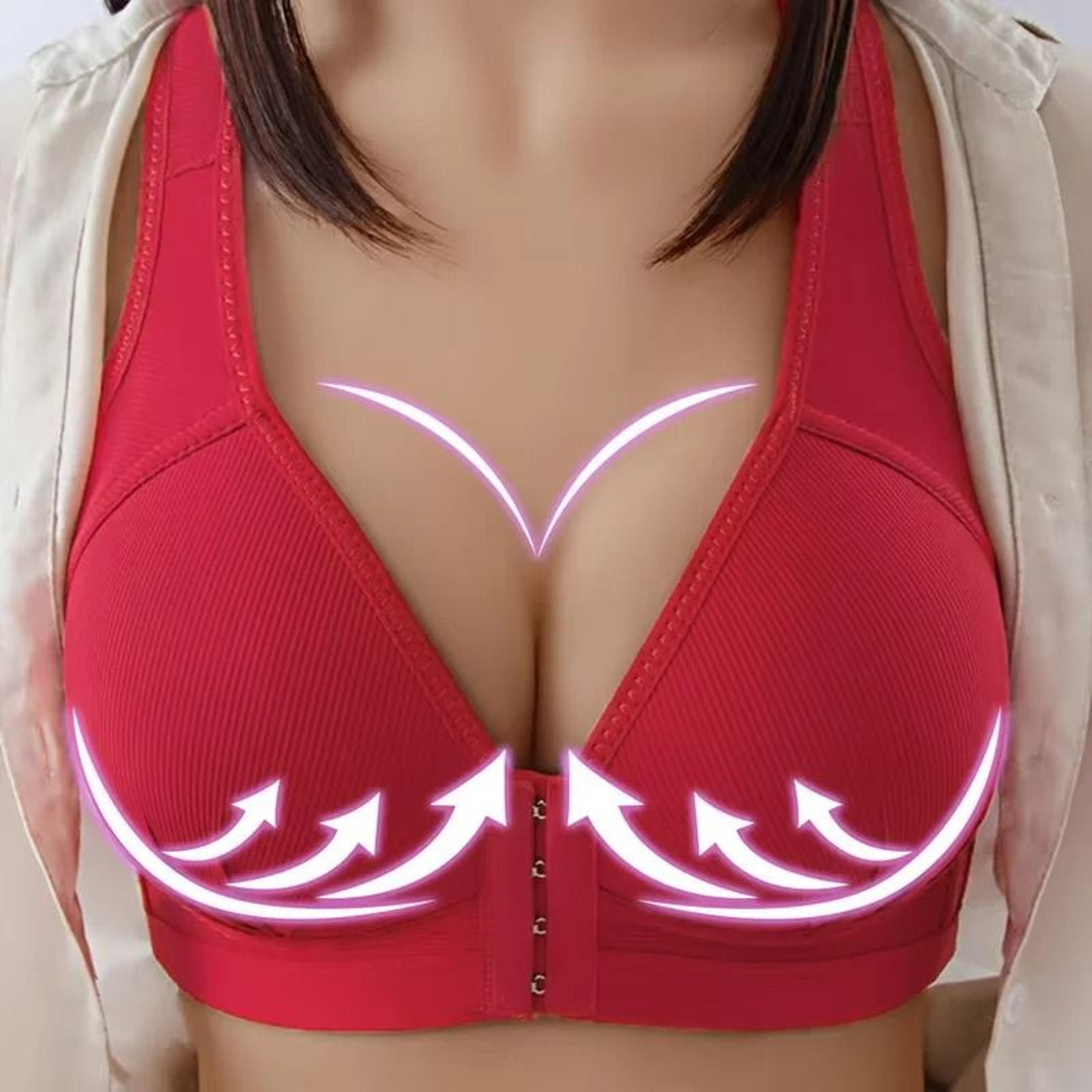 Push Up Front Button Bra Without Steel Ring Womens Full Support Bralette Lift Up Underwear 1