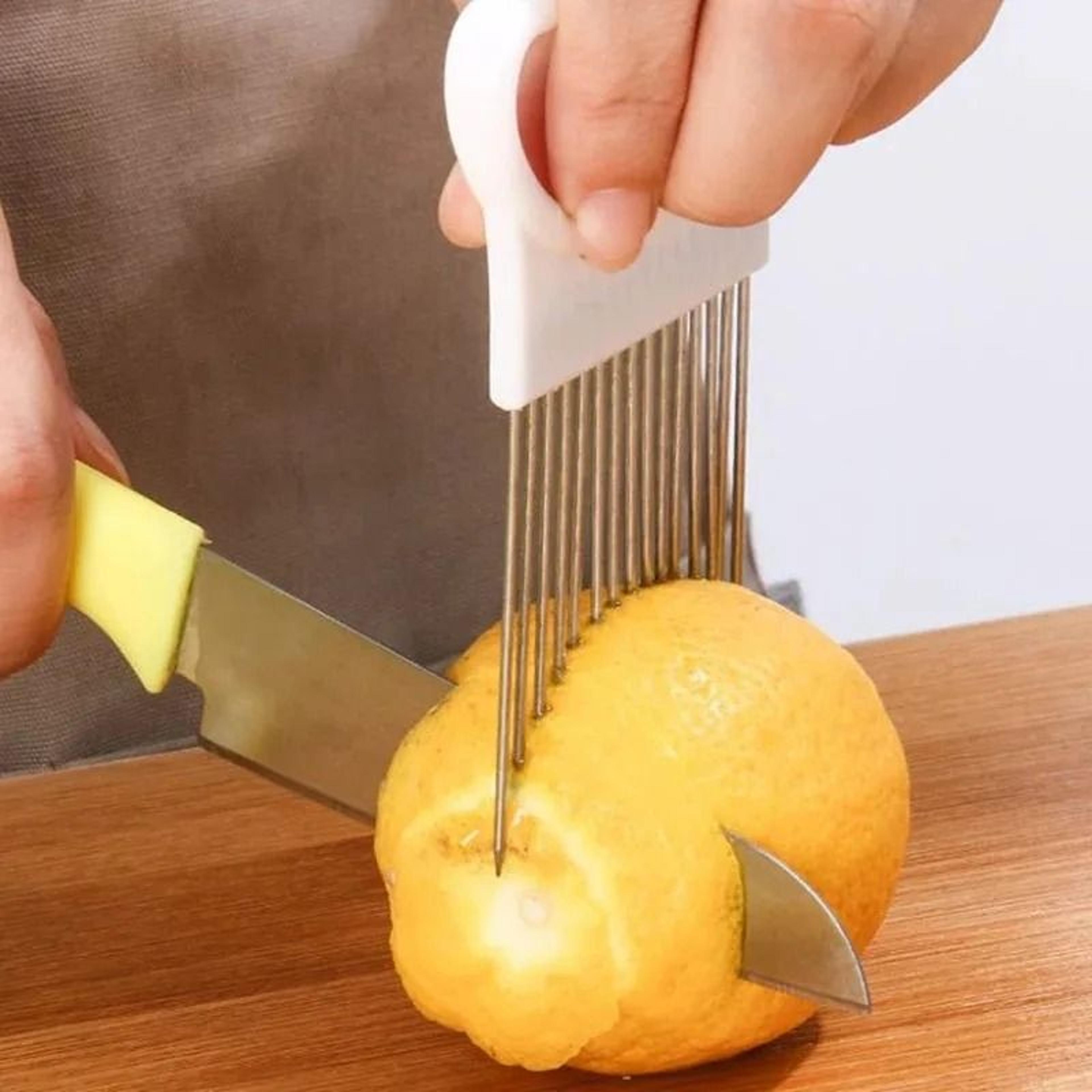 Stainless Steel Onion Slicer Holder Cutting Guide Fork Kitchen Tool 1