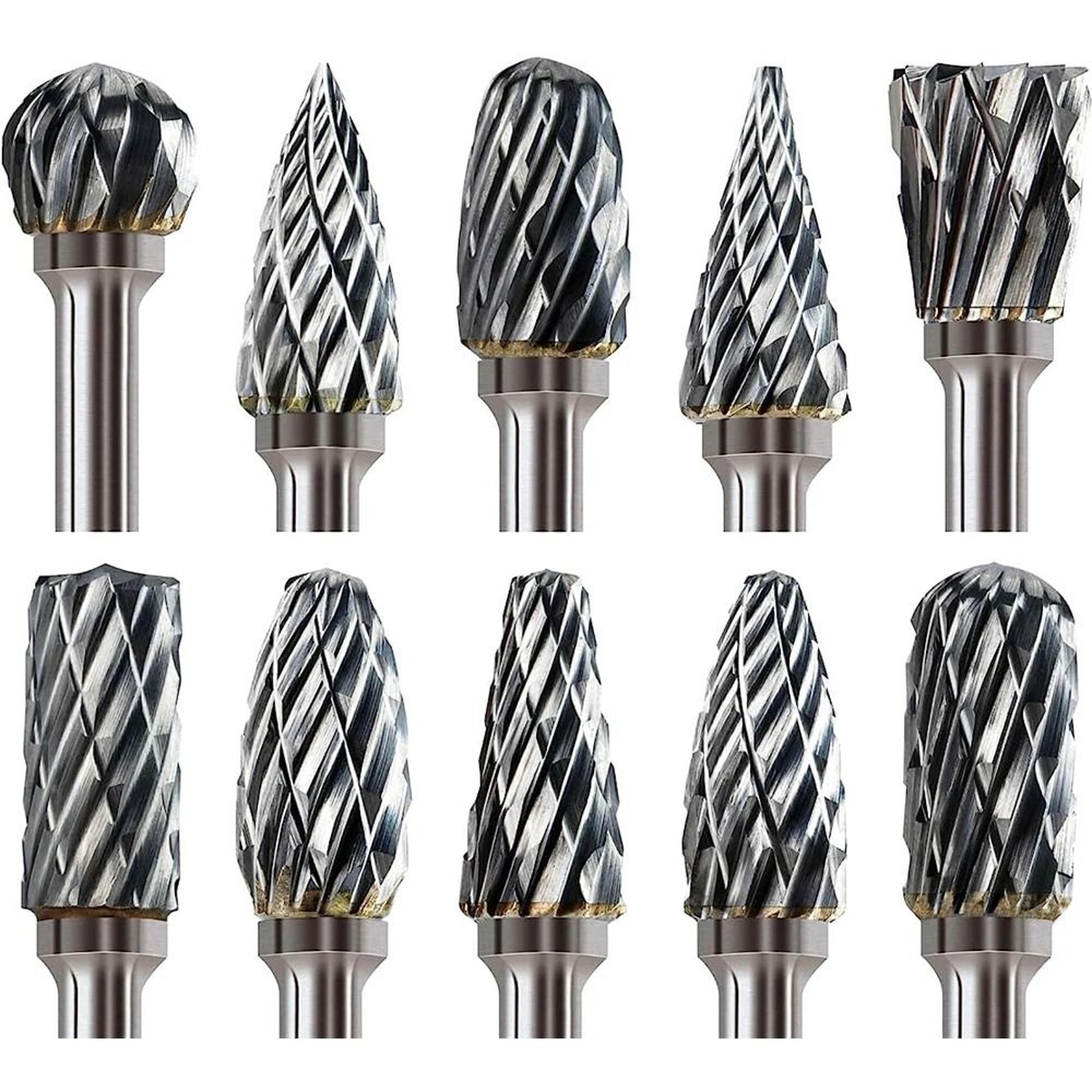 Carbide Burr Set 10 Piece 18 Inch Shank Rotary Tool Bits For Wood And Metal Carving 0
