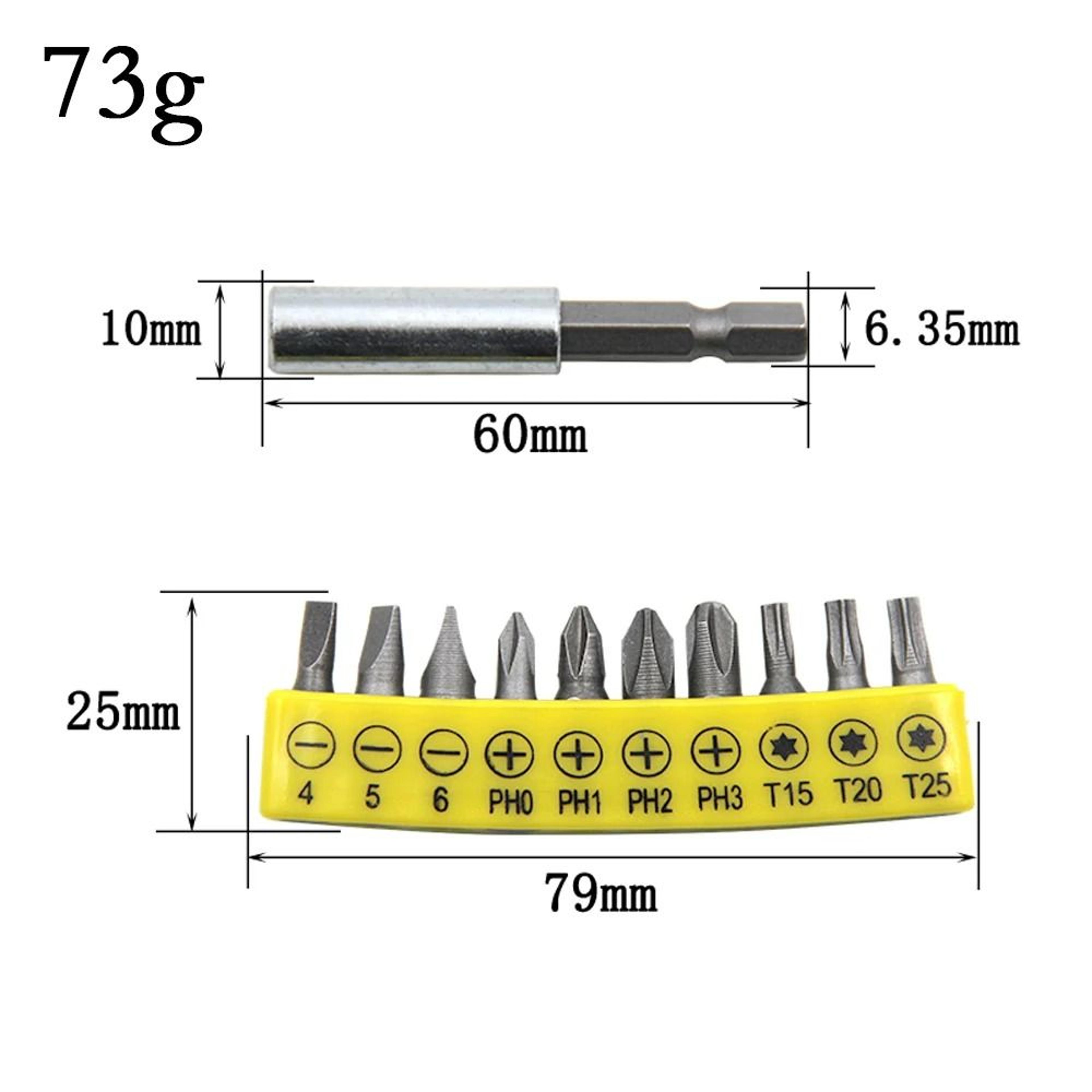 Cross Screwdriver Bit Set Ten Piece 60 Mm Rubber Coated Extension Bits For Power Tools 6