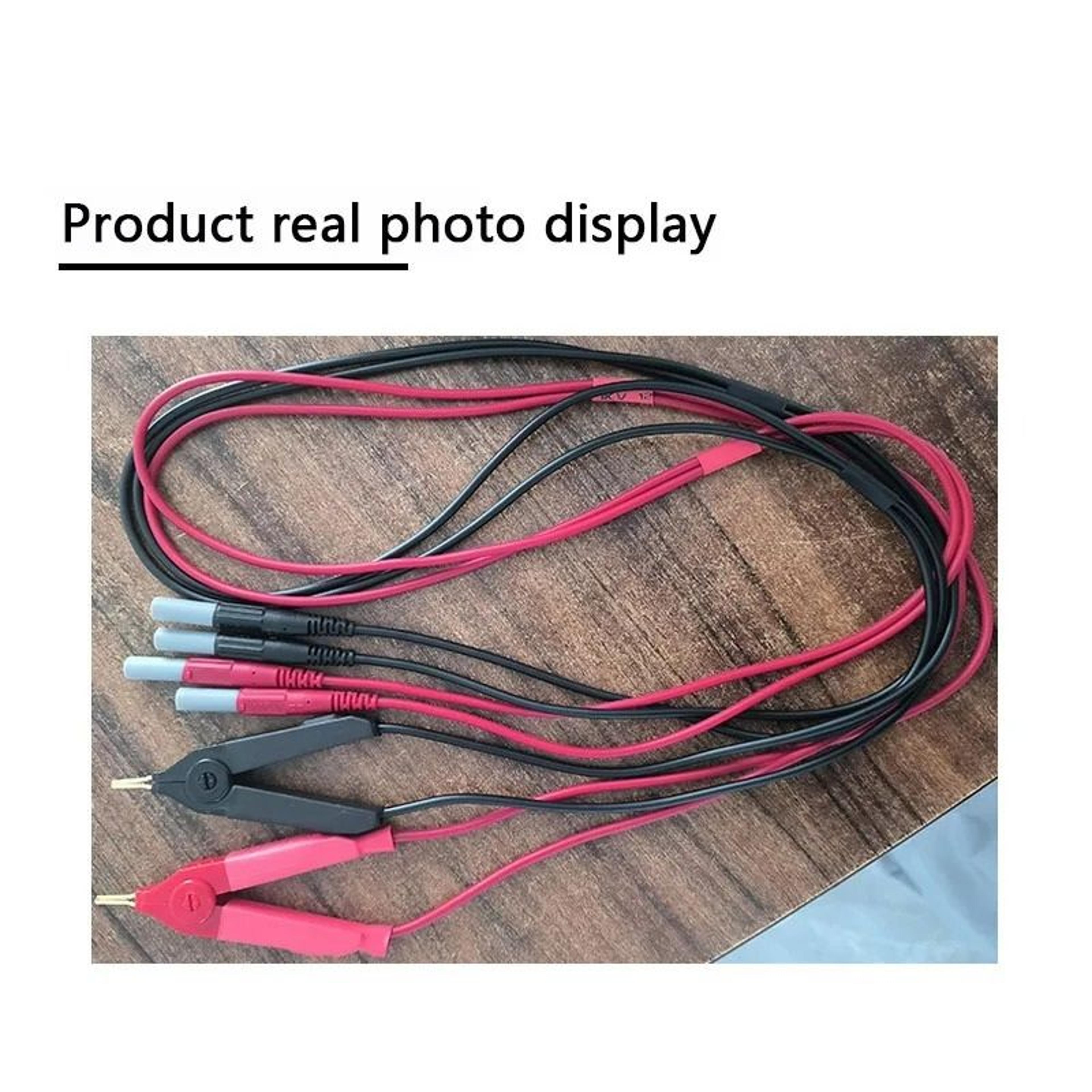 Kelvin Test Clamp Cable Set With 4 Mm Safety Banana Connectors Two Piece 1 Meter Leads 4
