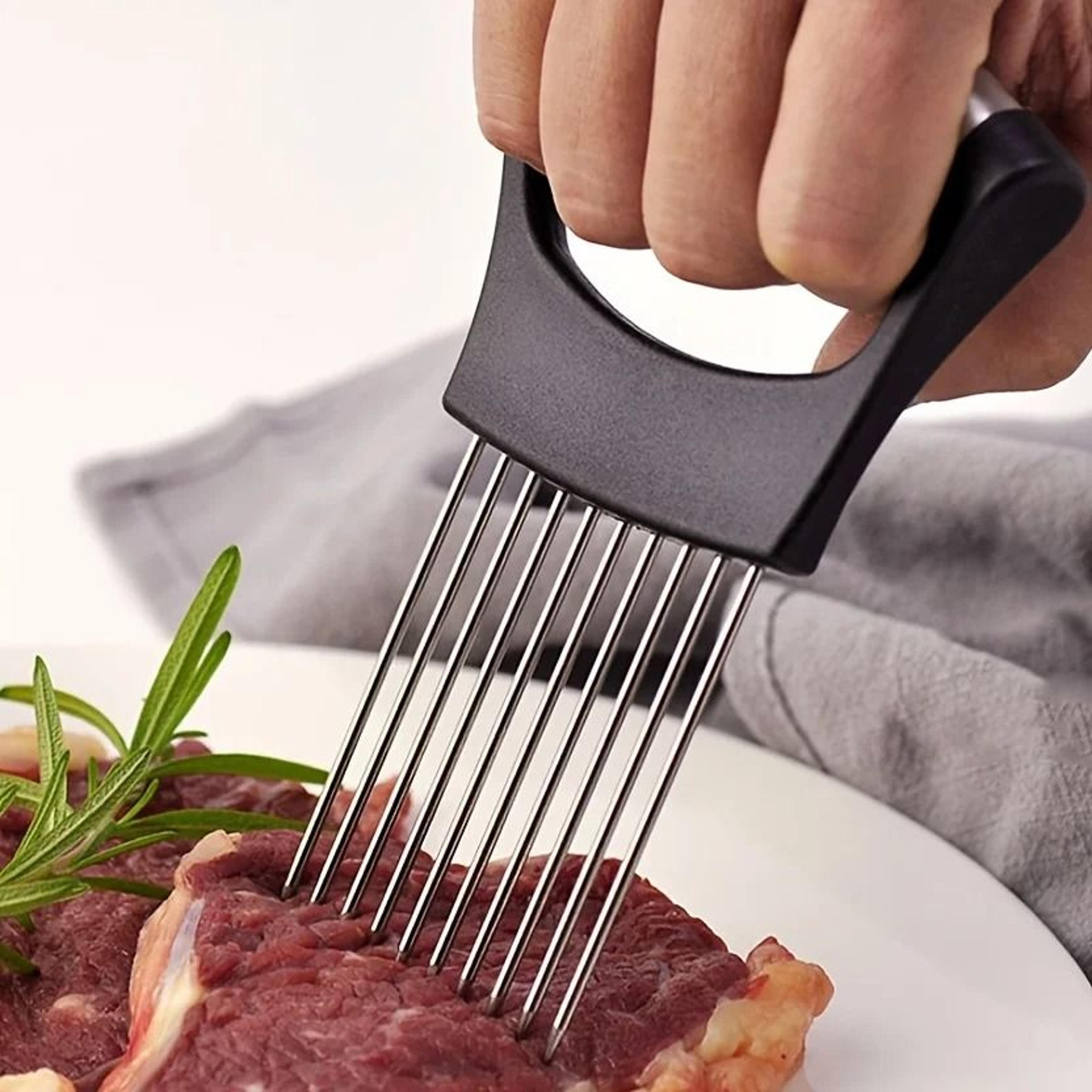 Stainless Steel Onion Slicer Holder And Vegetable Cutting Guide 3