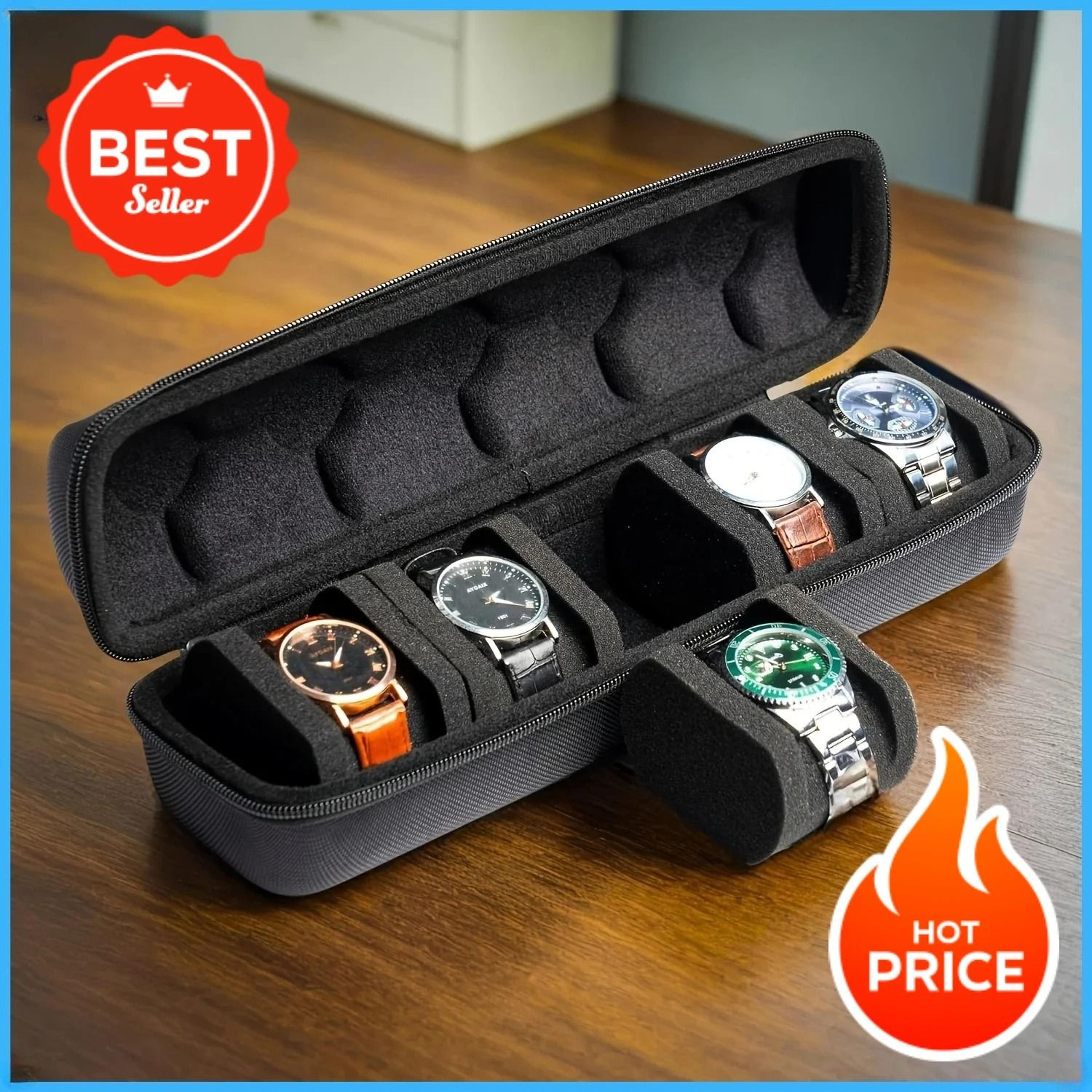 5 Slot Watch Case Hard Shell Travel Organizer With Pillow Inserts 1