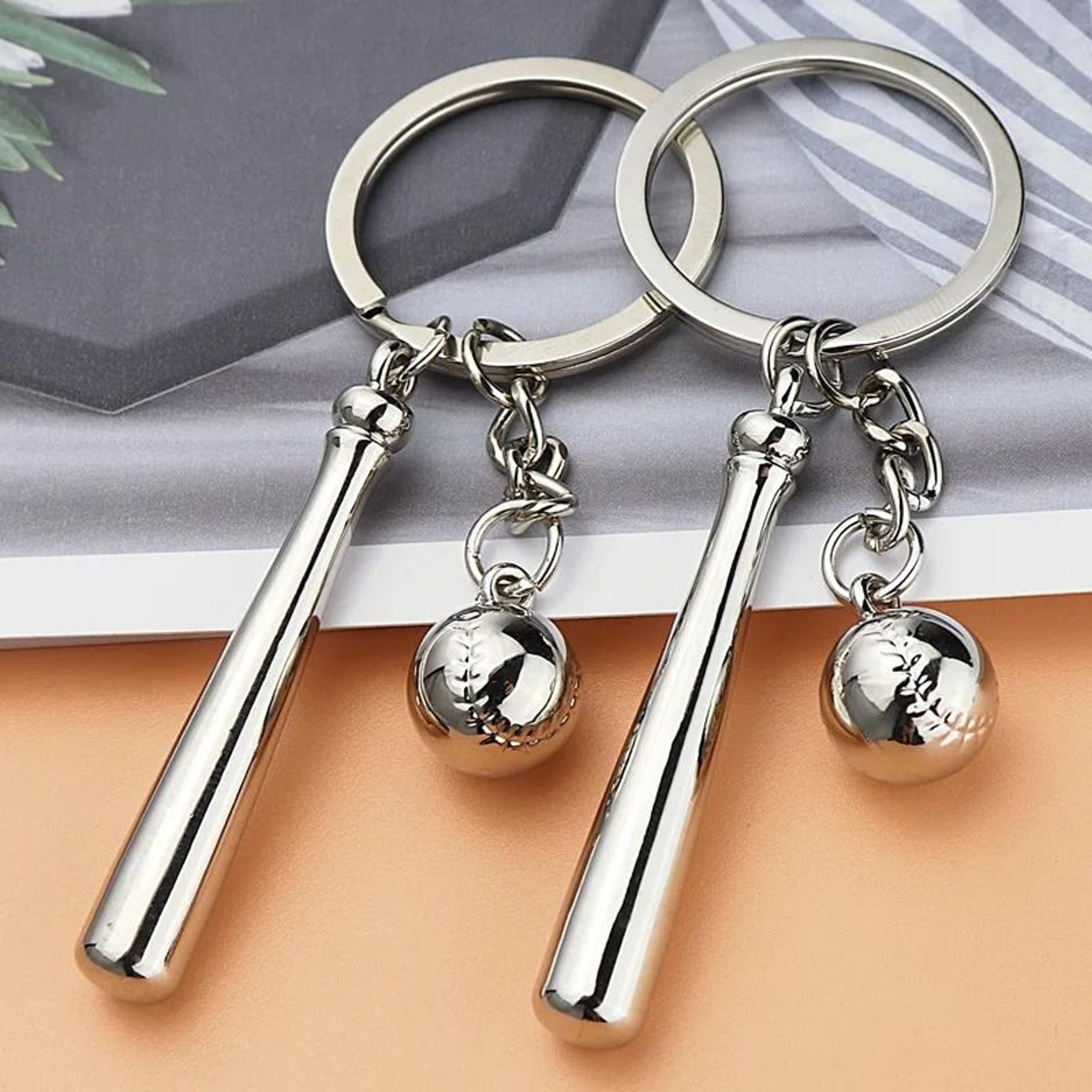 Baseball Keychain With 3D Ball And Bat Pendant 1