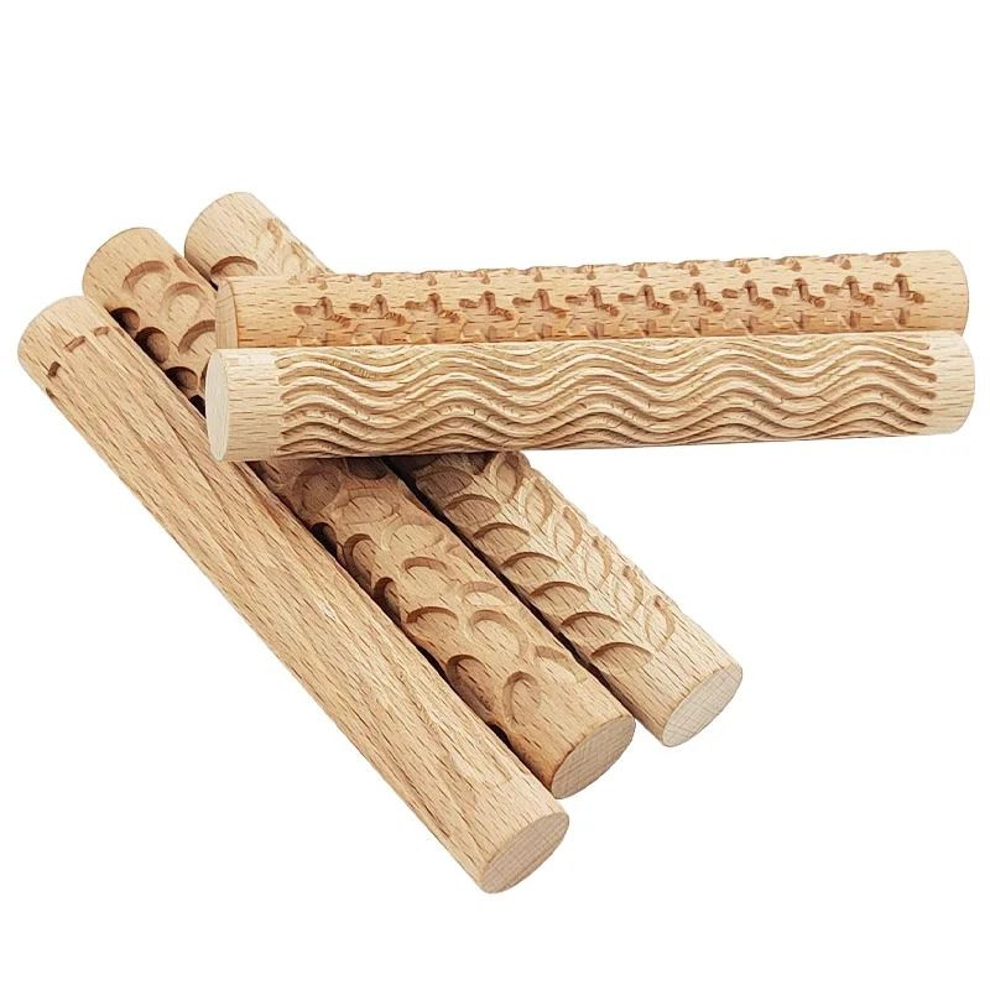 Wooden Texture Rolling Pin For Pottery Clay And DIY Craft Projects 1