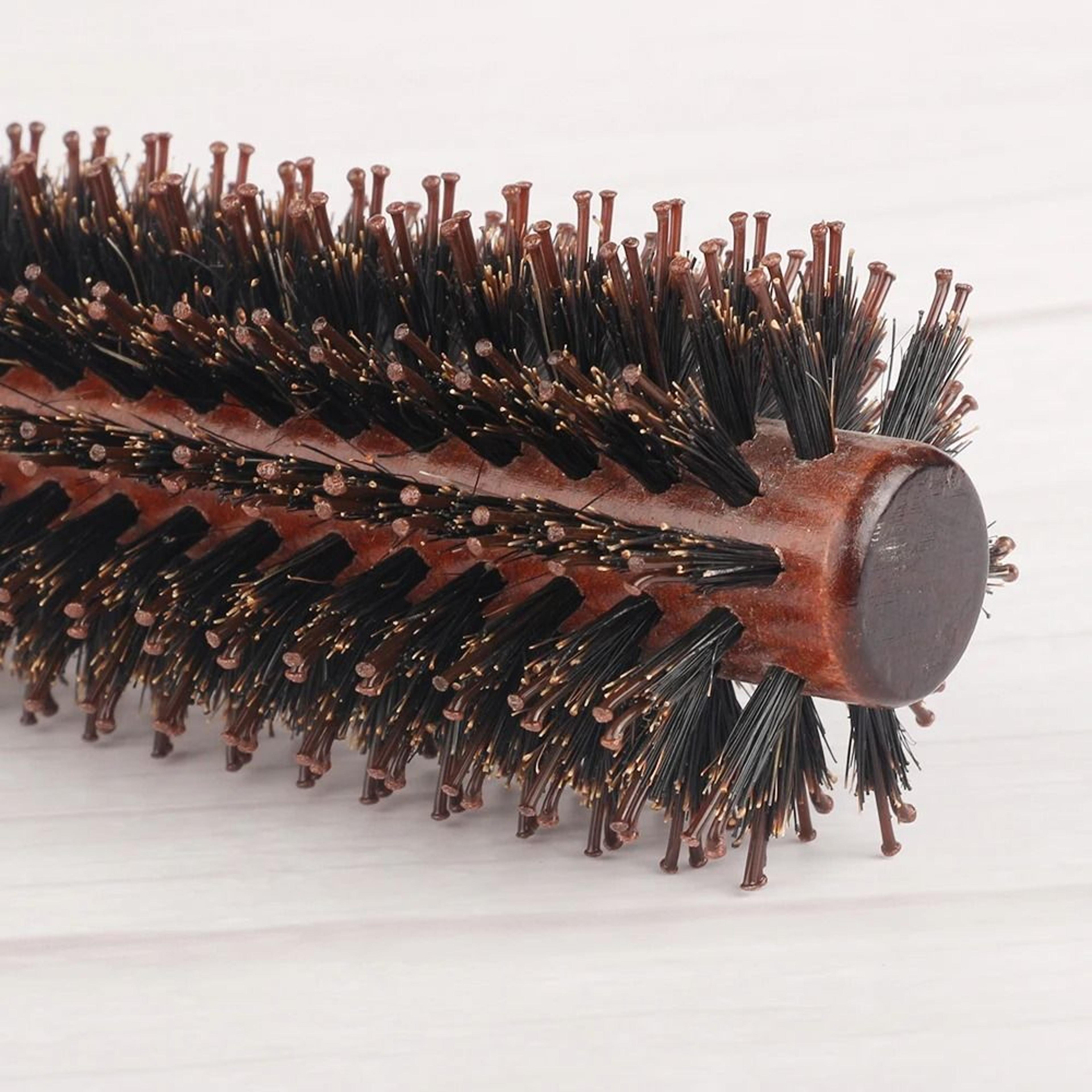 Wood Handle Boar Bristle Round Hair Brush For Styling And Curling 2