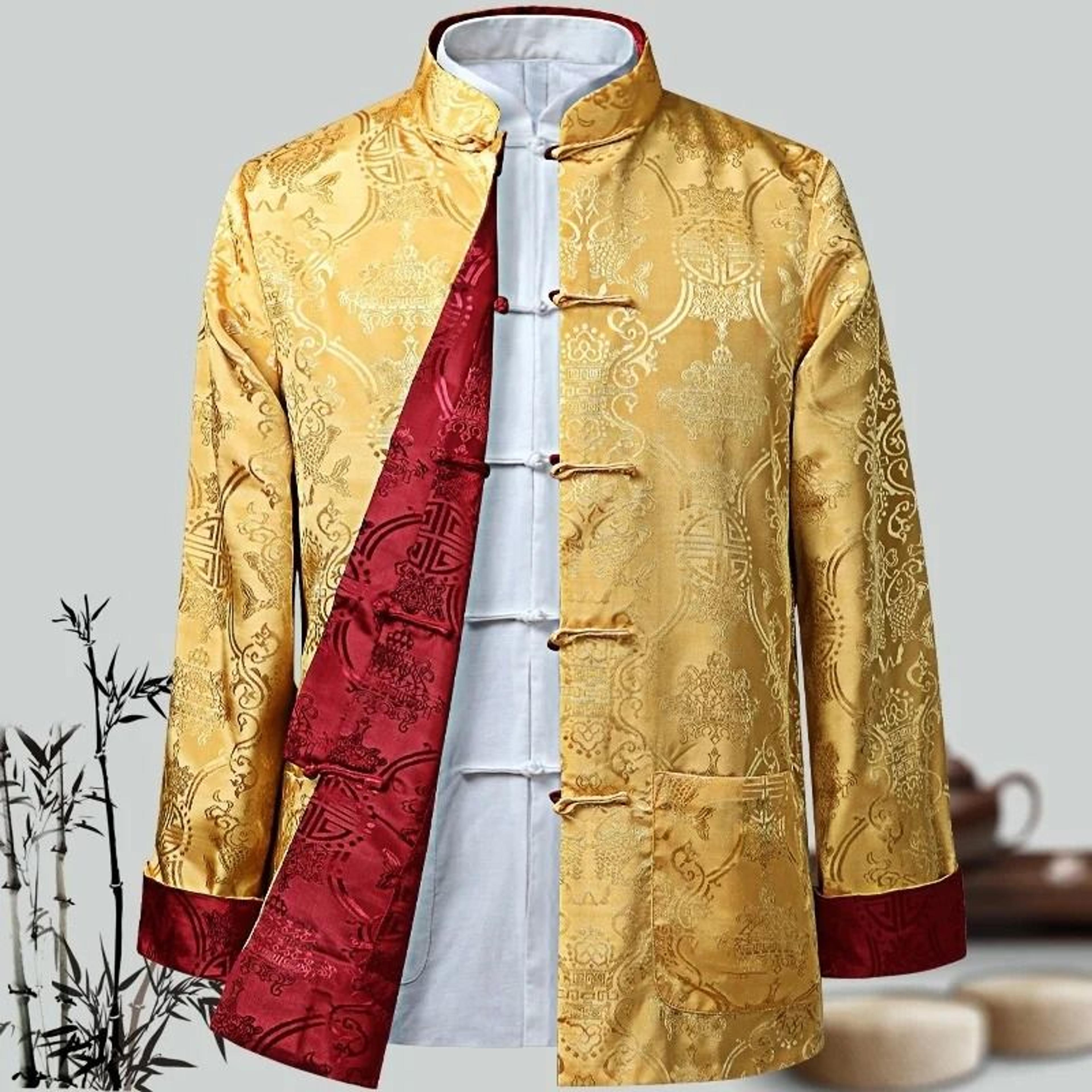 Mens Traditional Dragon Embroidered Tang Suit Jacket 2
