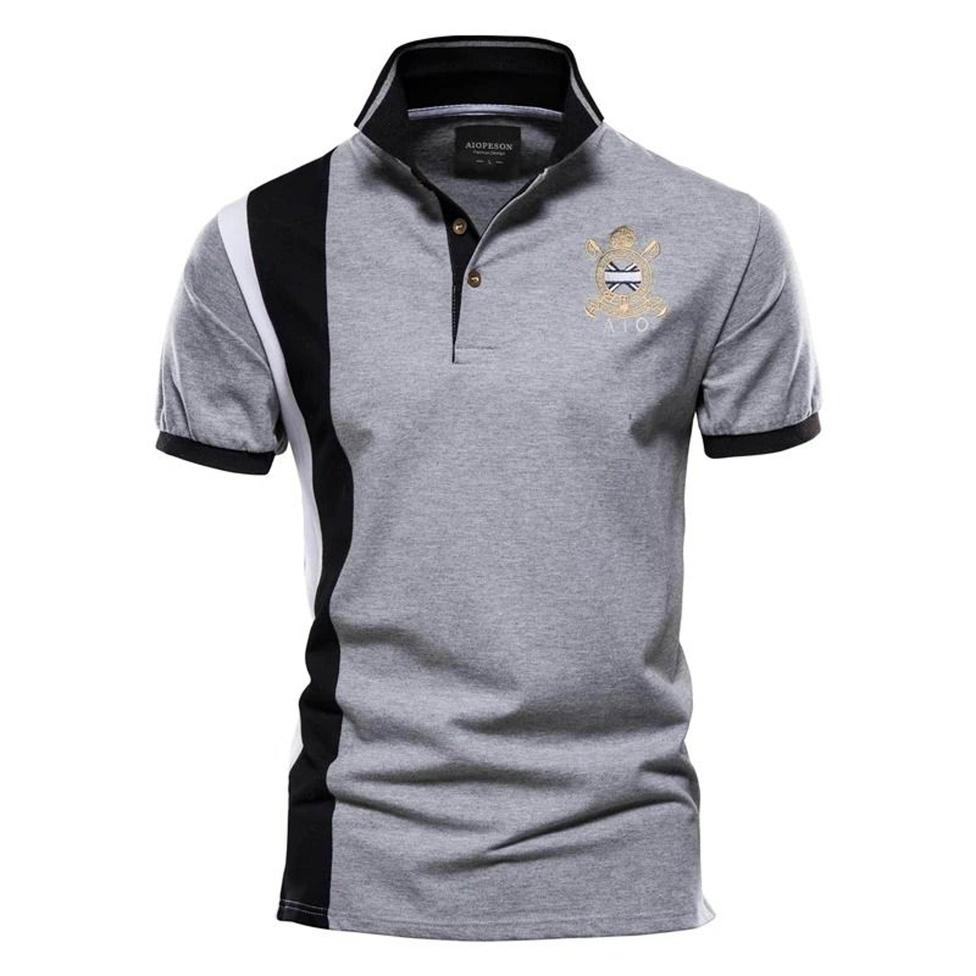Mens Patchwork Polo Shirt For Summer Casual Wear 2