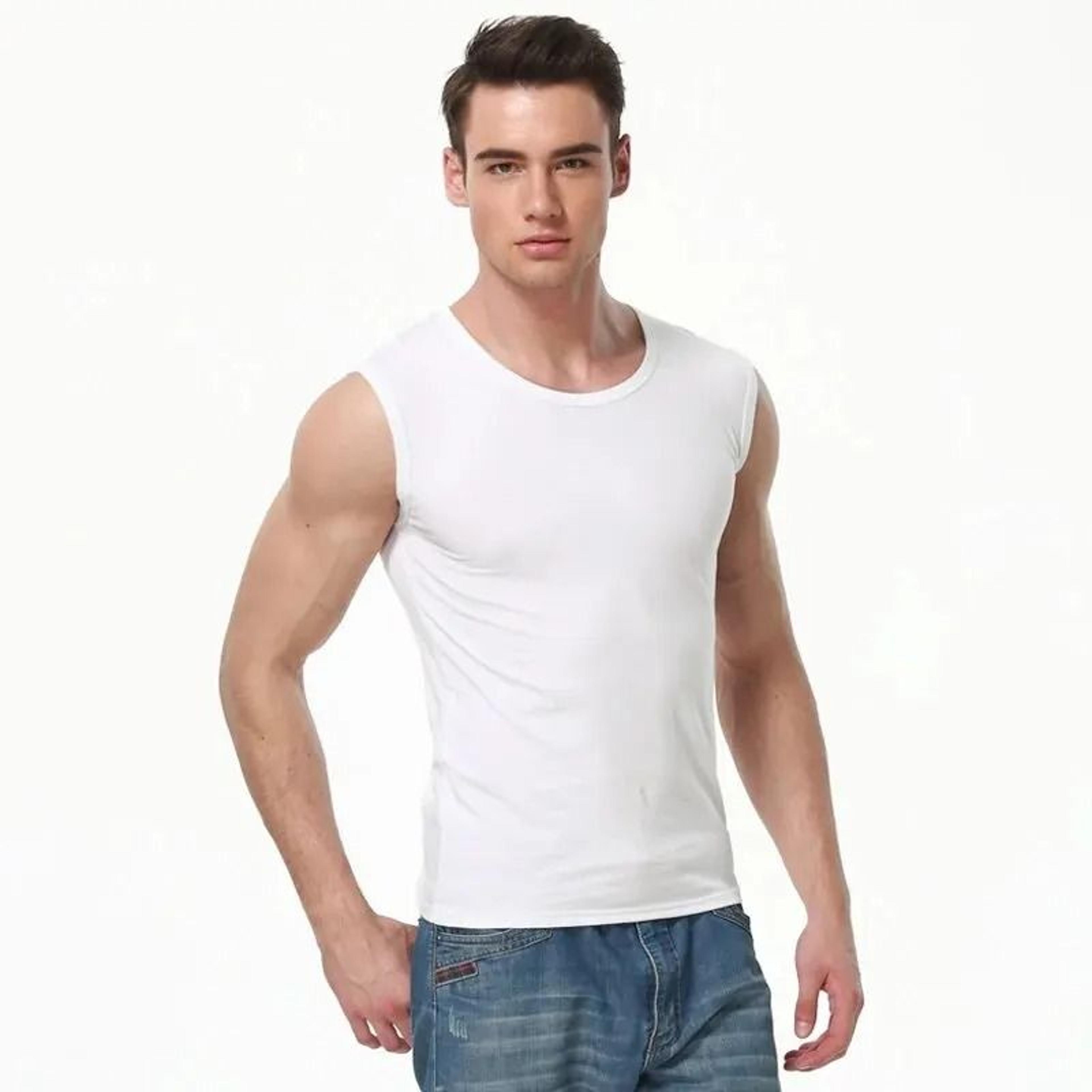 mens cotton sleeveless slim fit vest for sports and daily wear