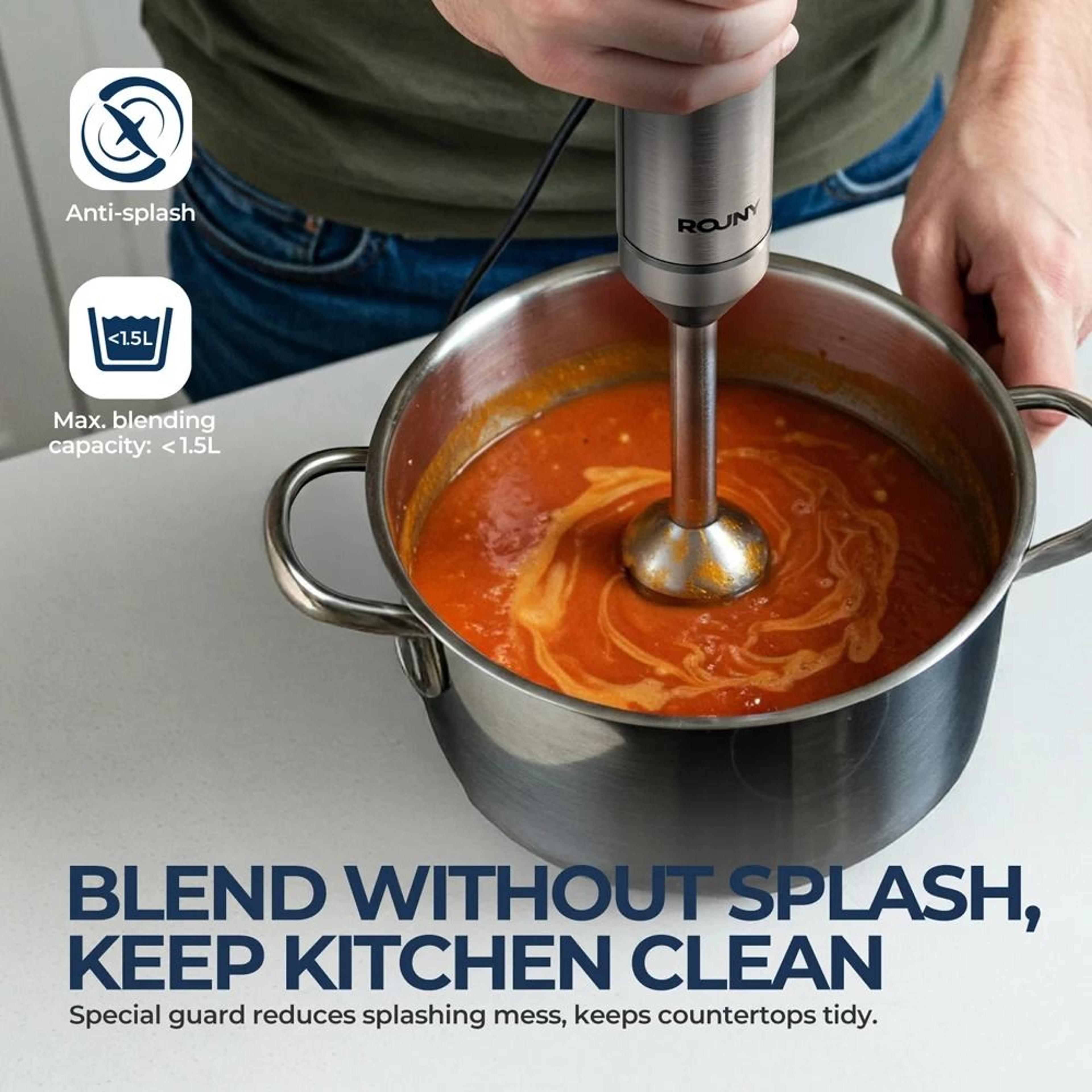 Hand Immersion Blender 1000W Stainless Steel Stick Mixer With Beaker Processor And Whisk 4