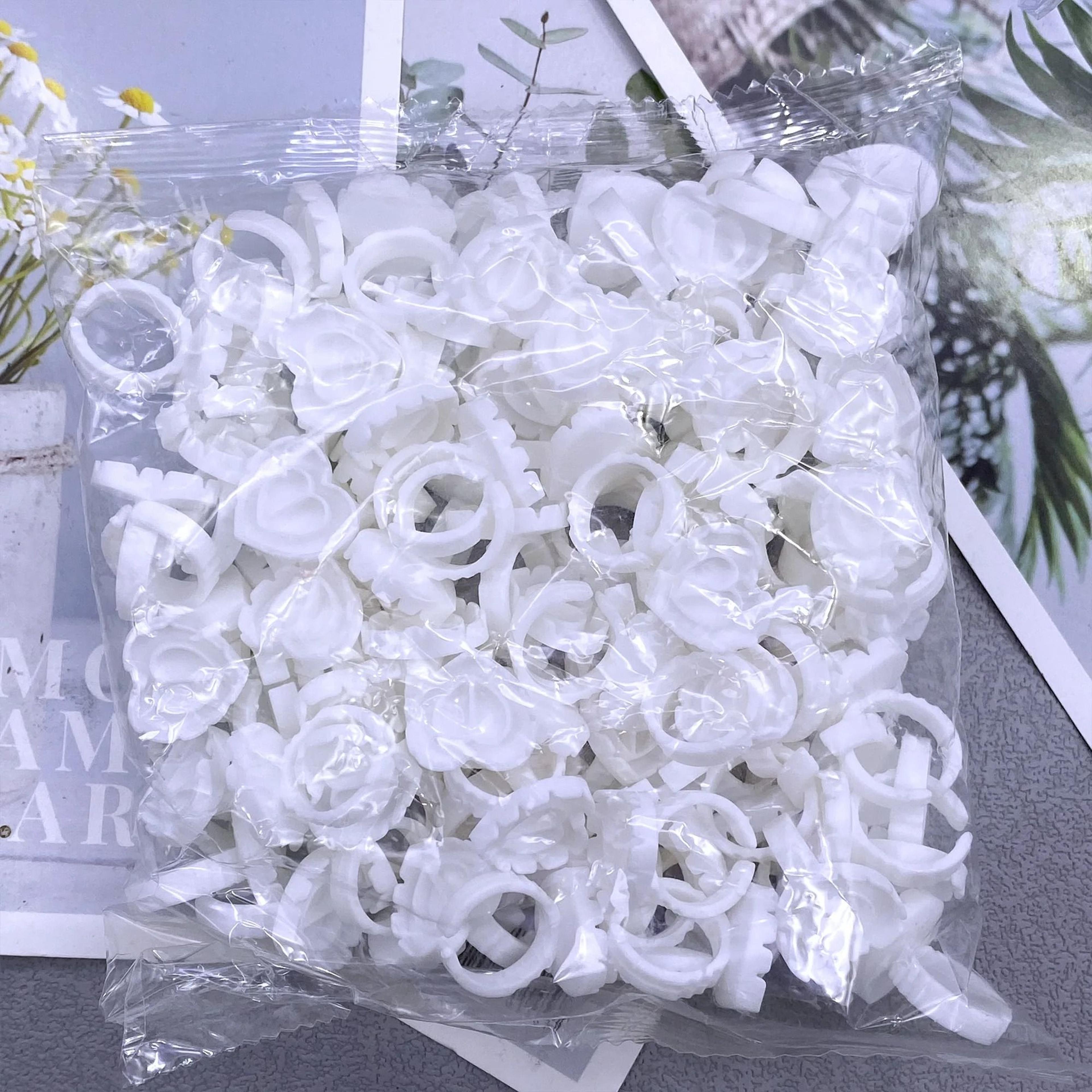 Disposable Eyelash Glue Cup Rings For Lash Extensions 100 Pack 9