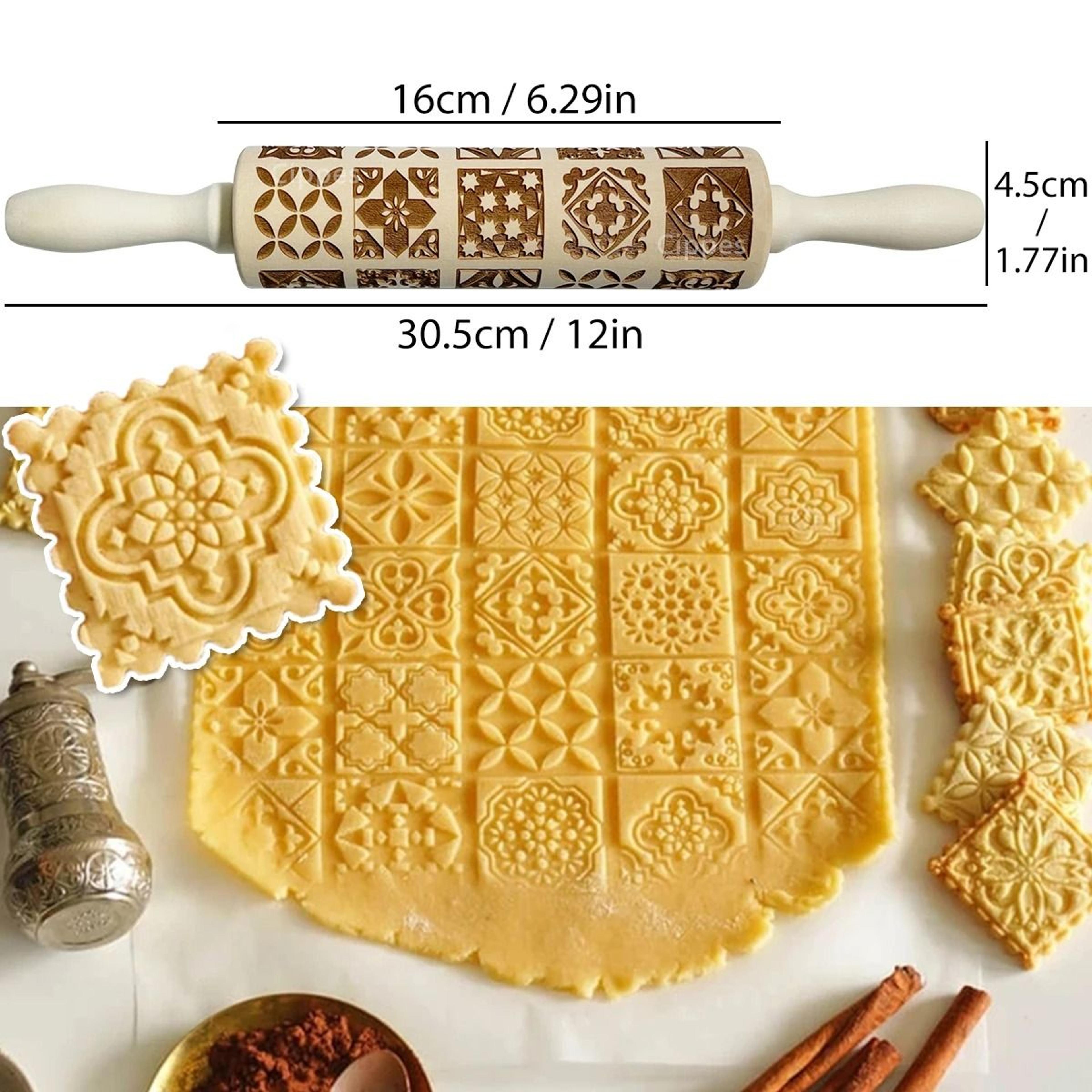 Embossed Wooden Rolling Pin For Holiday Cookies 7