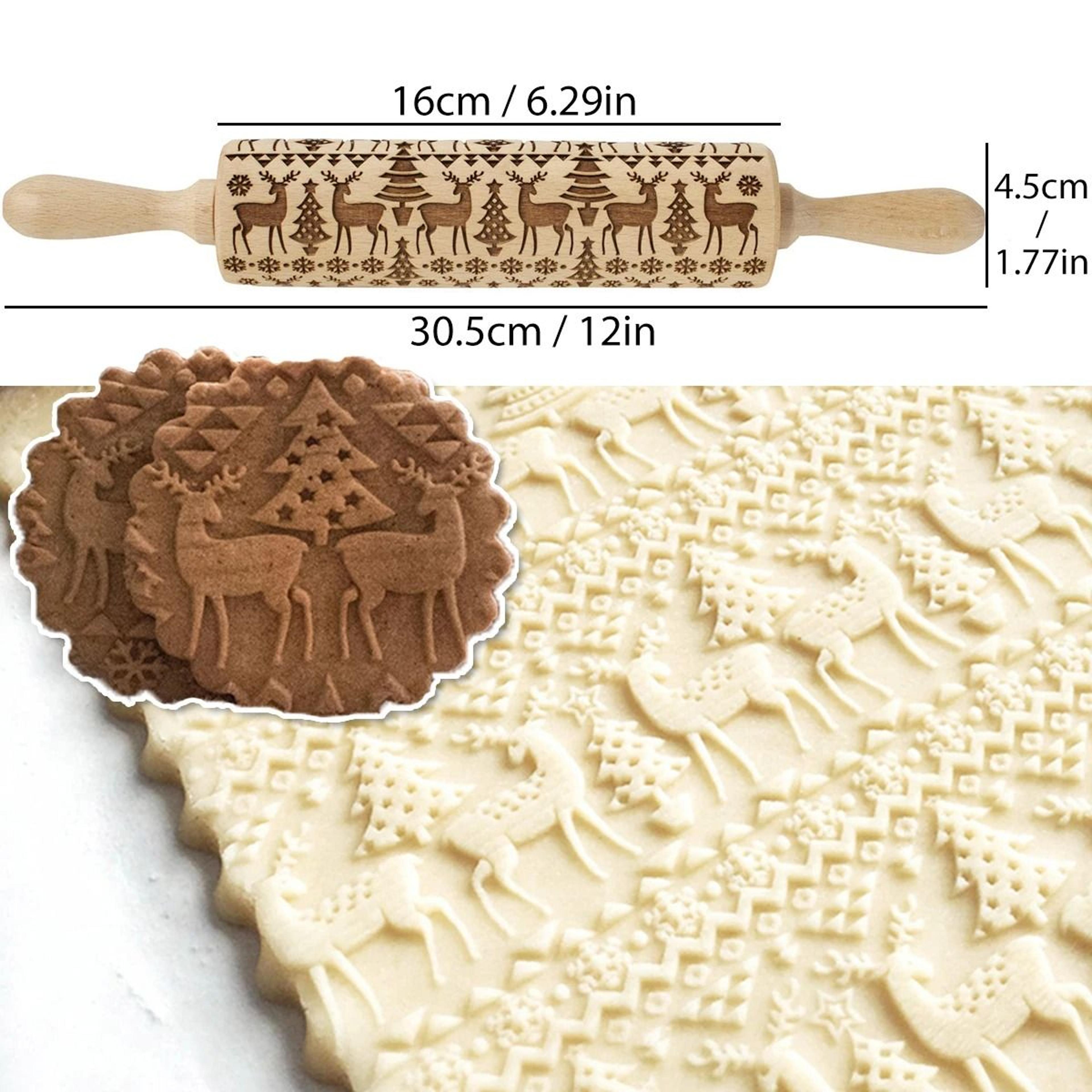 Embossed Wooden Rolling Pin For Holiday Cookies 8