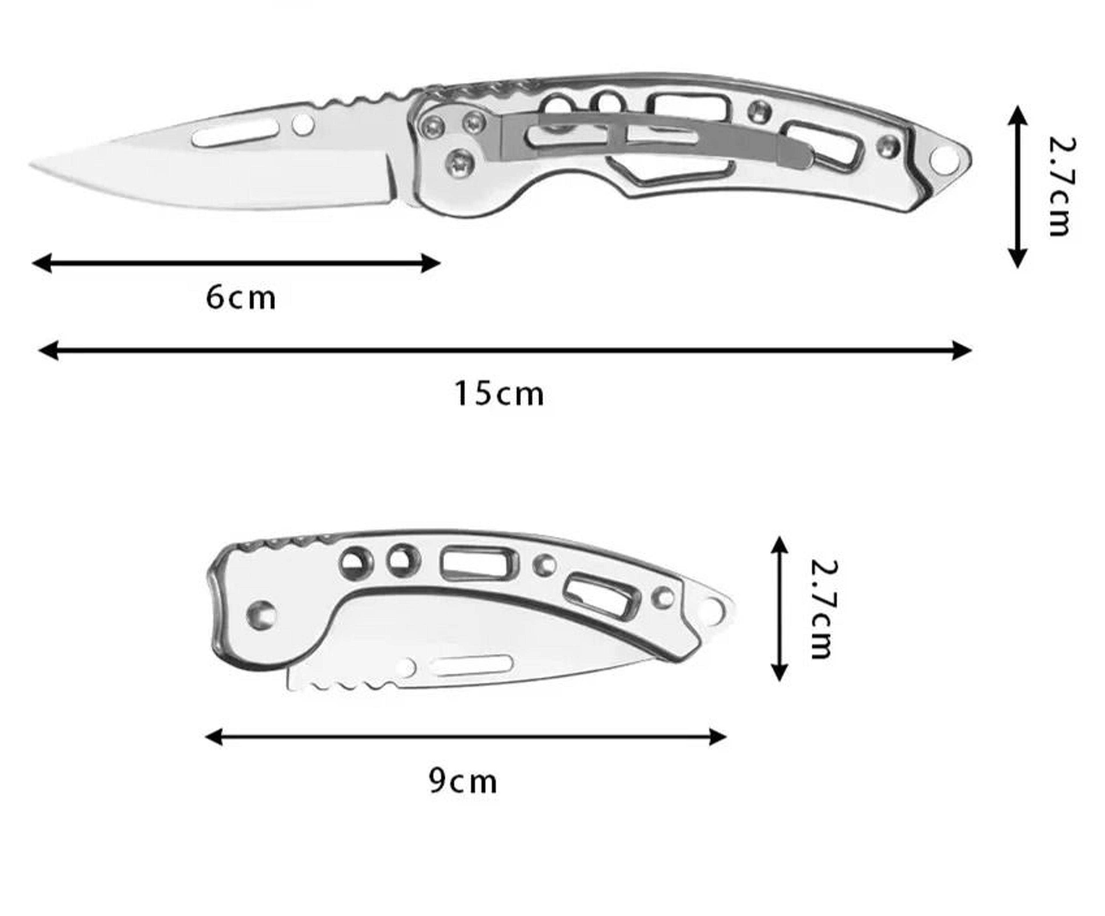 Stainless Steel Folding Pocket Knife With Keychain Clip 7
