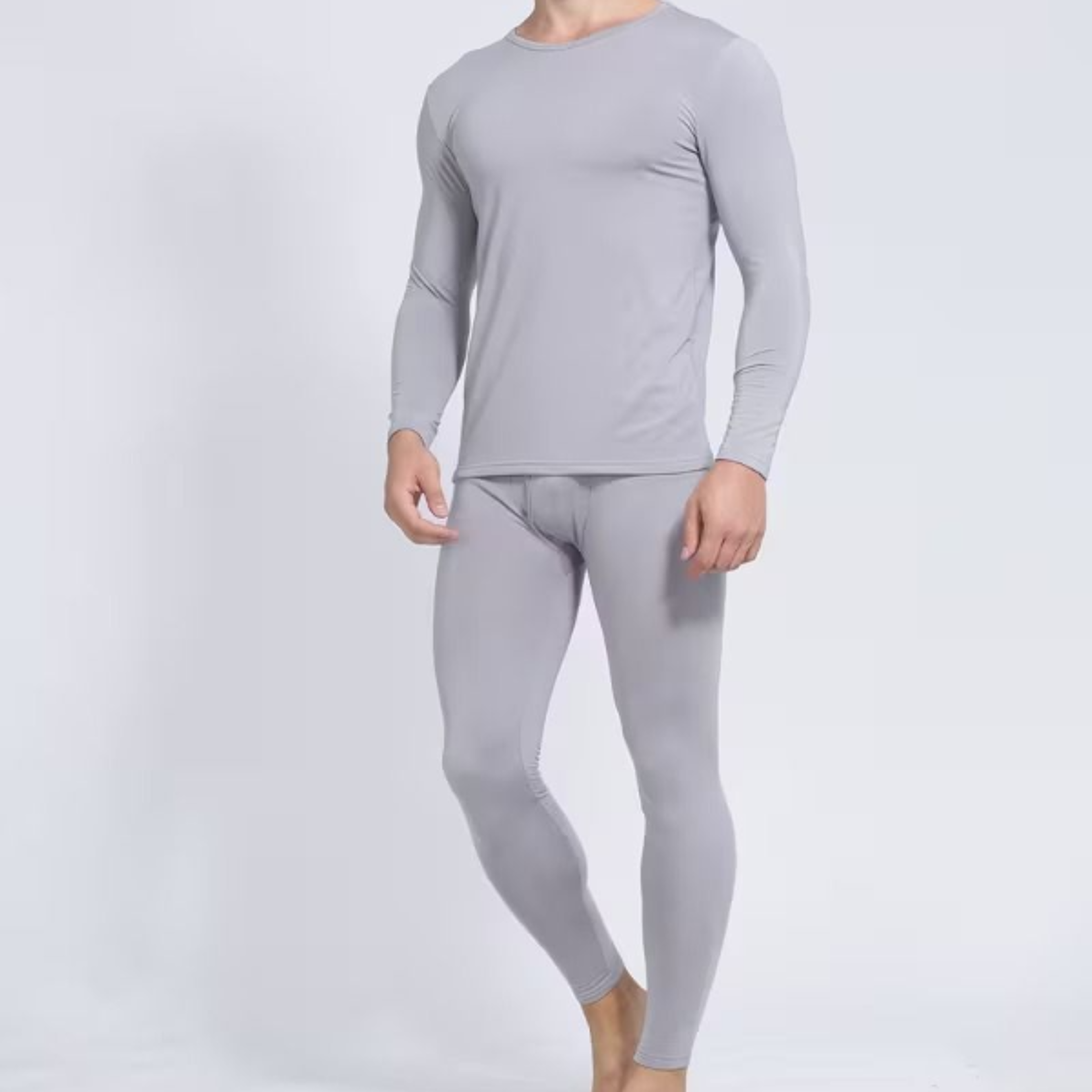 Mens Thermal Underwear Set Long Sleeve Top and Bottom