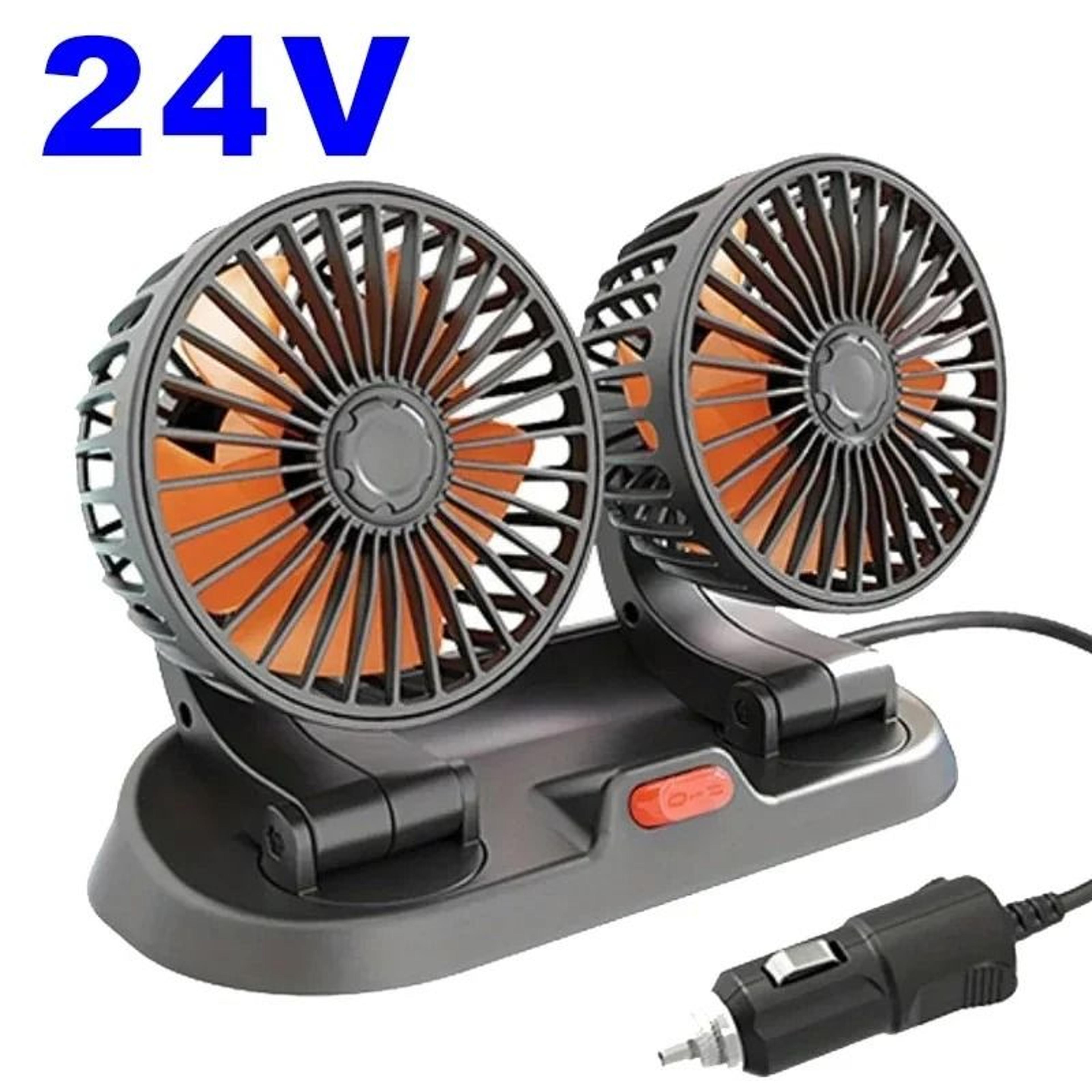 Car Fan With Dual Heads 360 Degree Adjustable Air Circulator USB 12V 24V 10