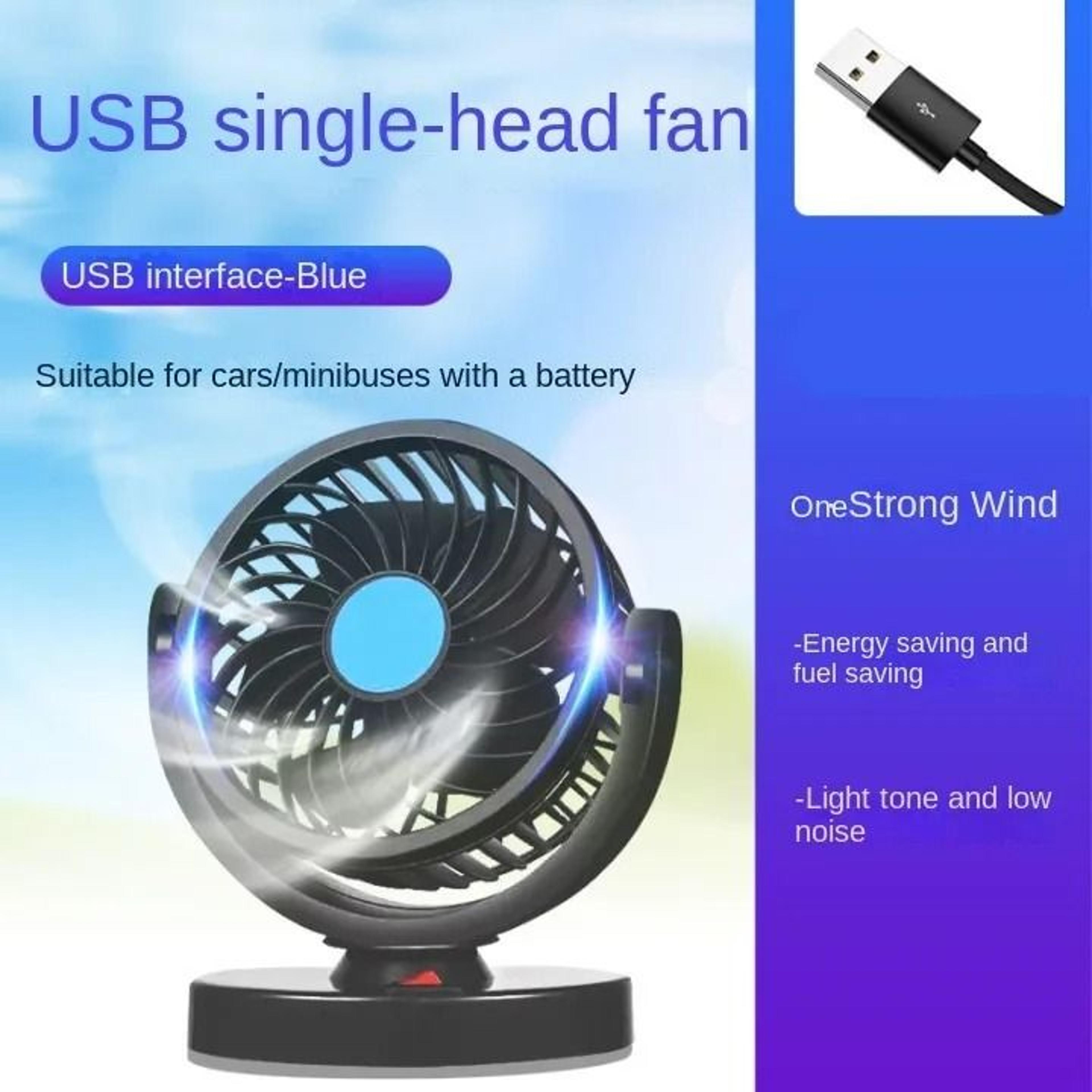 Car Fan With Dual Heads 360 Degree Adjustable Air Circulator USB 12V 24V 7