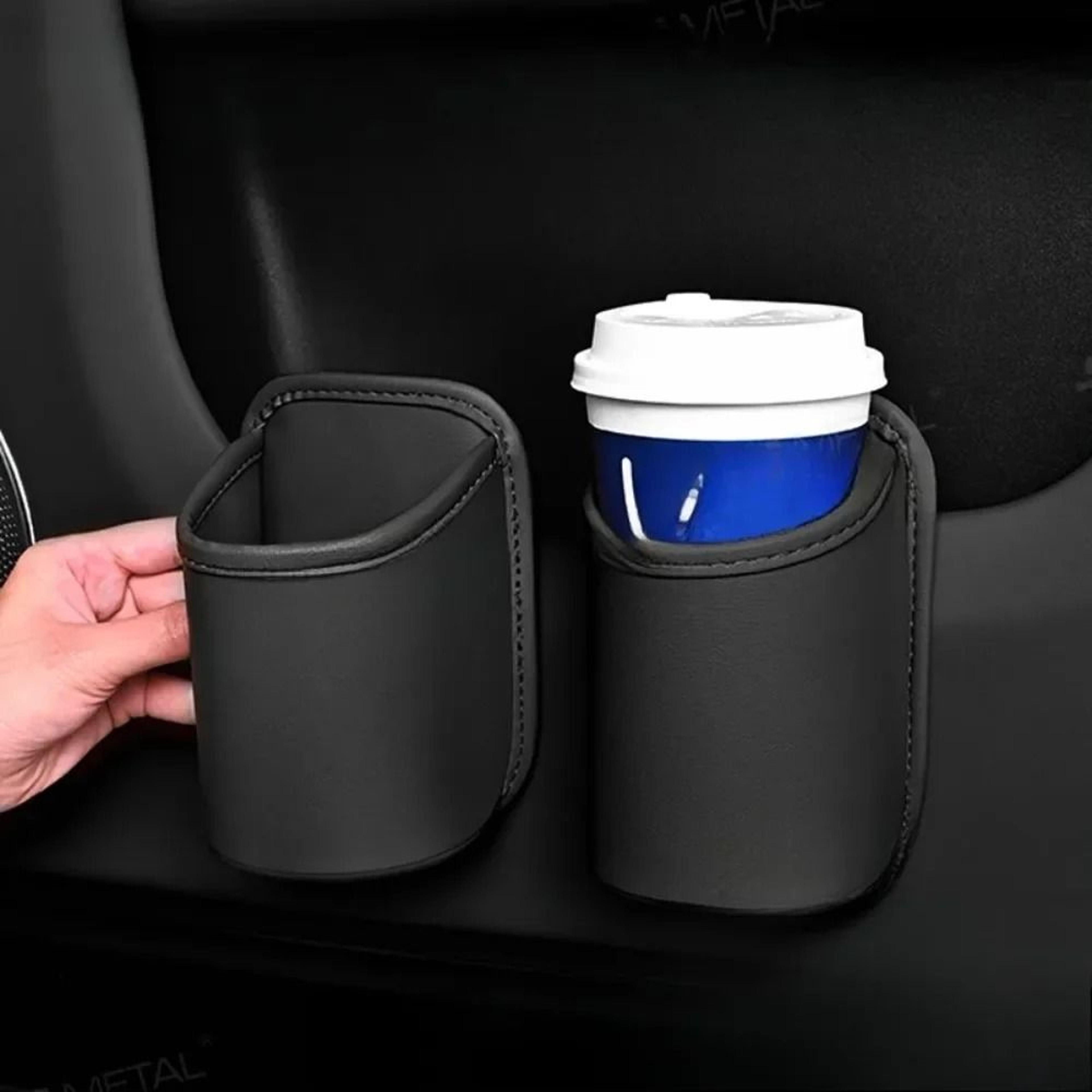 Car Door Cup Holder Leather Storage Bin For Back Seat Organization 0