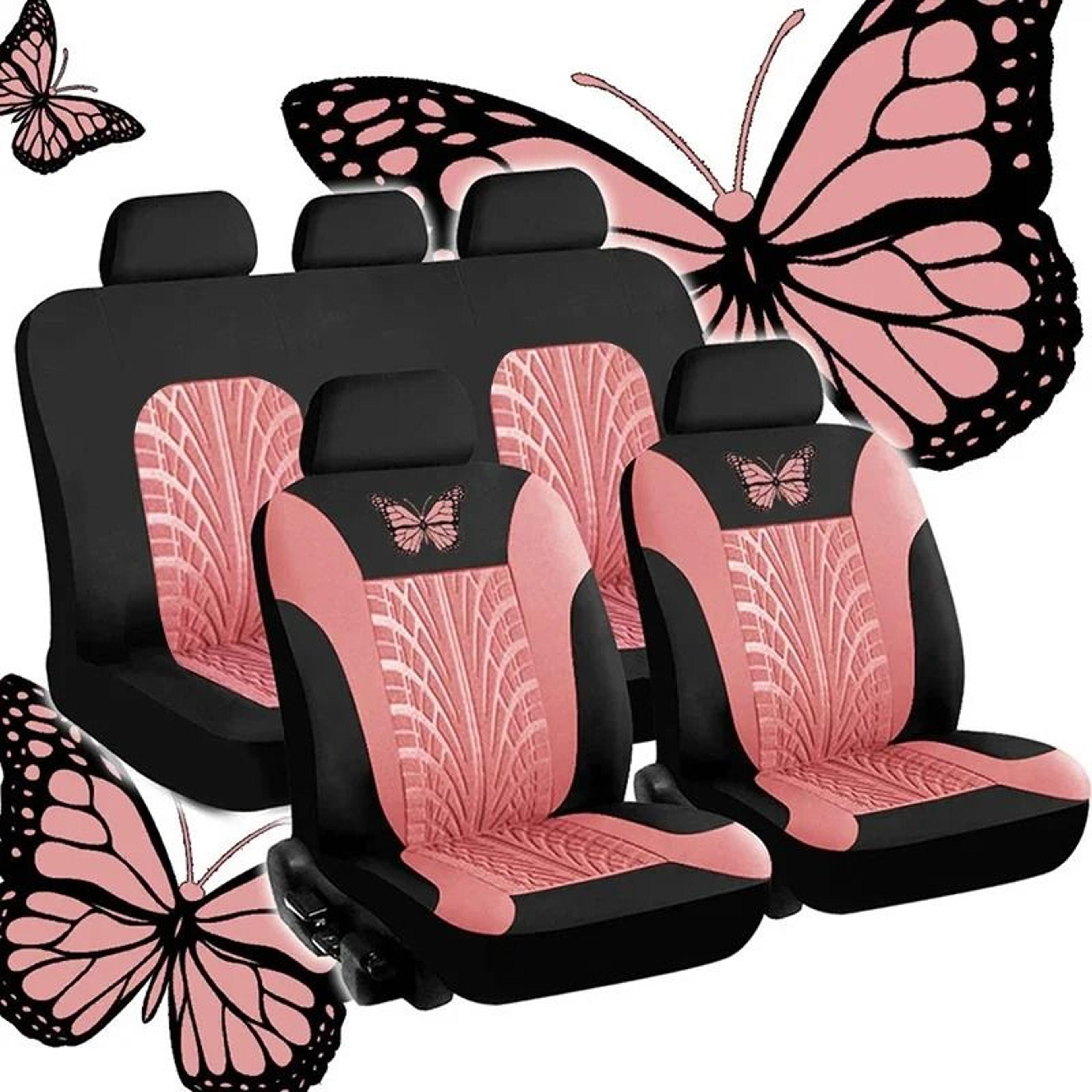 Butterfly Embroidery Car Seat Cover Set Universal Fit Front Or Full Set 15