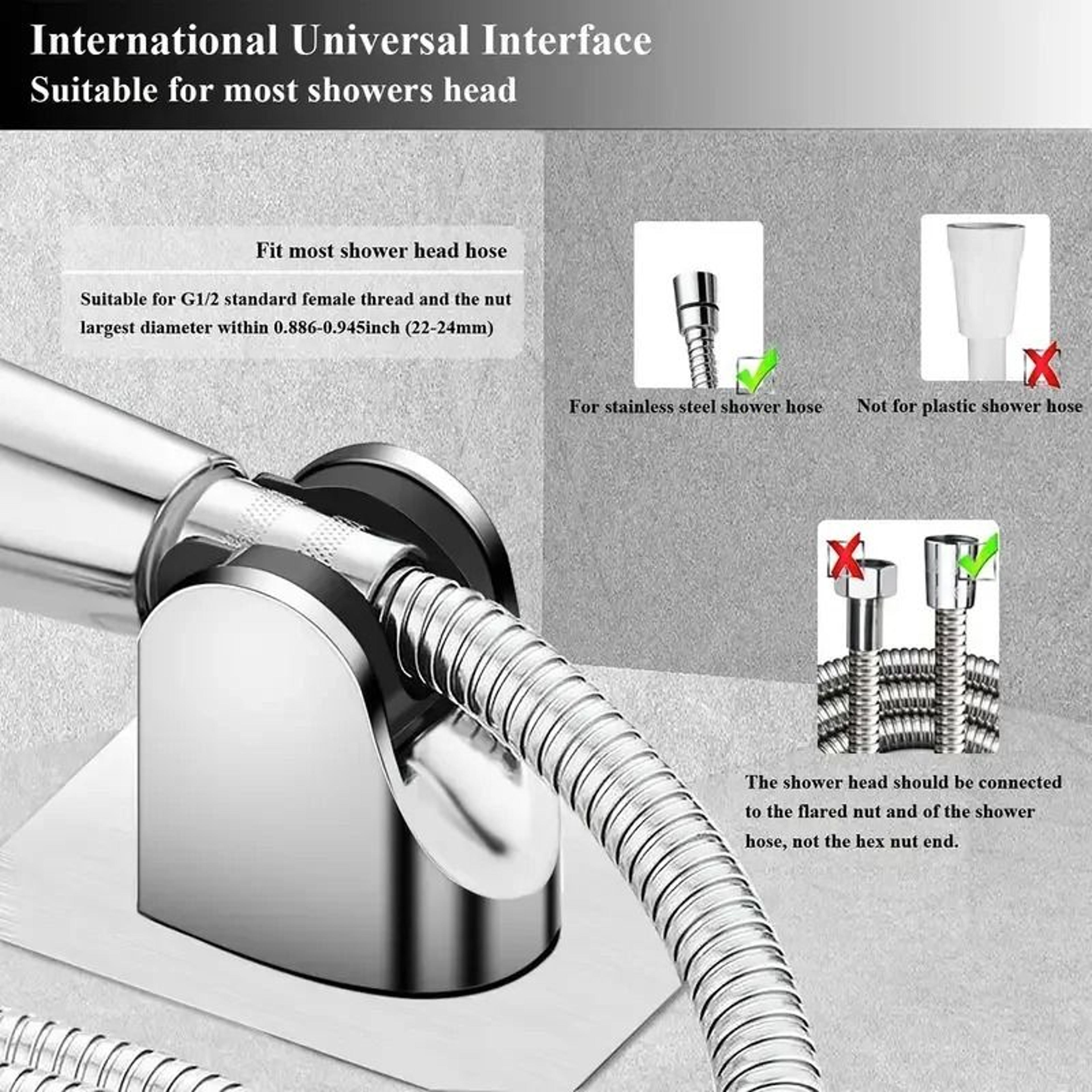 Universal Showerhead Holder Wall Mounted Punch Free Design 5