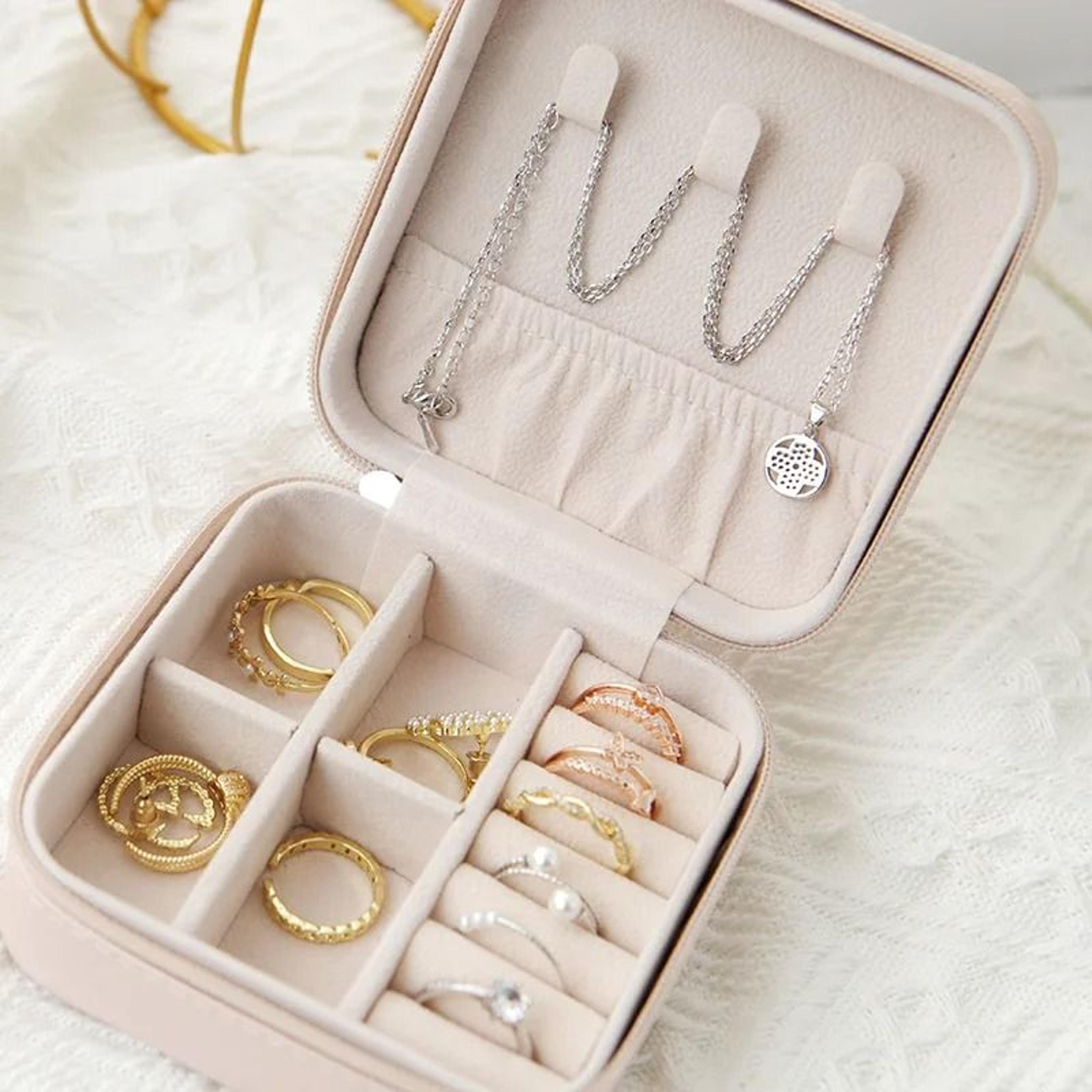 Travel Jewelry Storage Box Single Layer Zipper Case 2