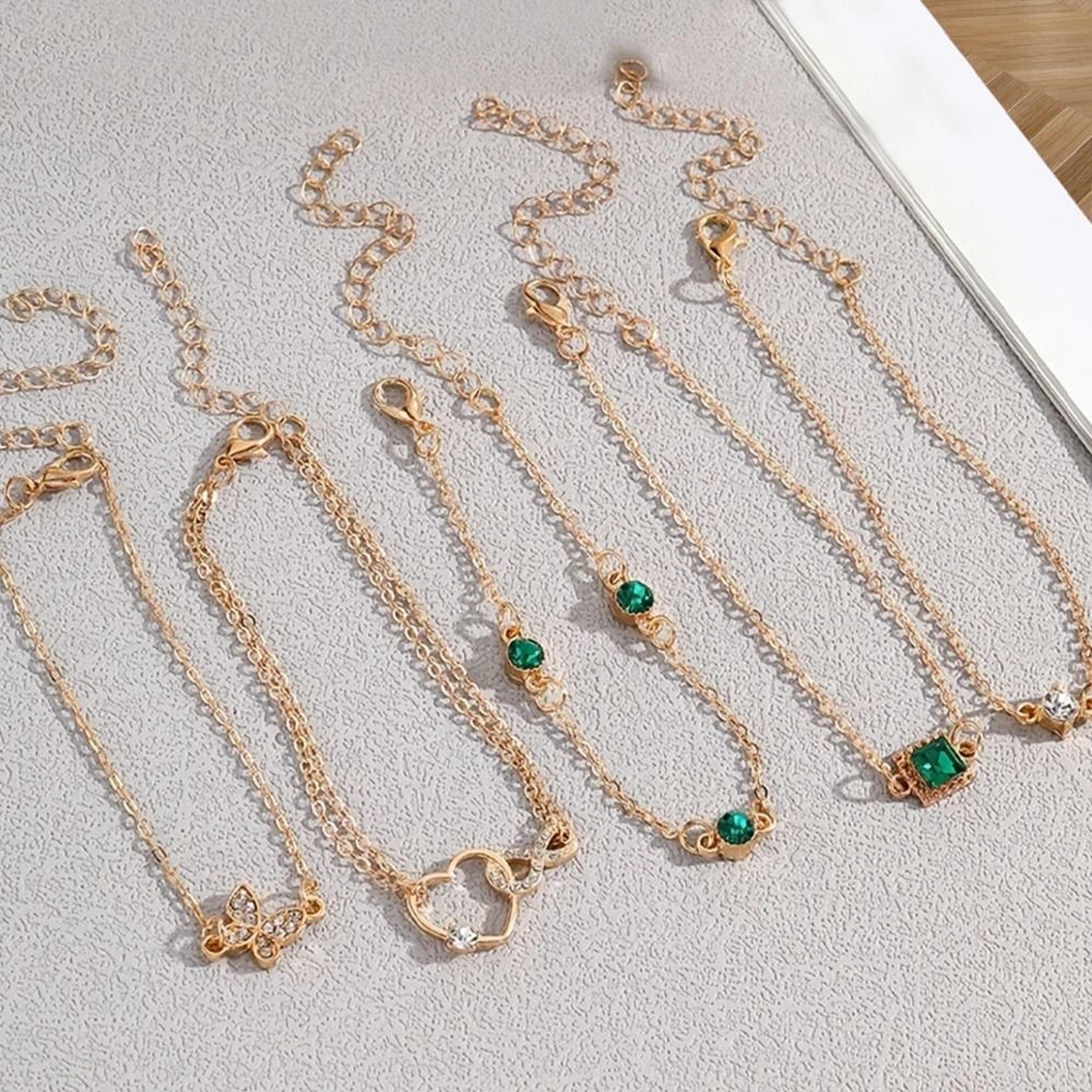 Vintage Style Rhinestone Bracelet Set Infinity And Geometric Designs 5 Pieces 5