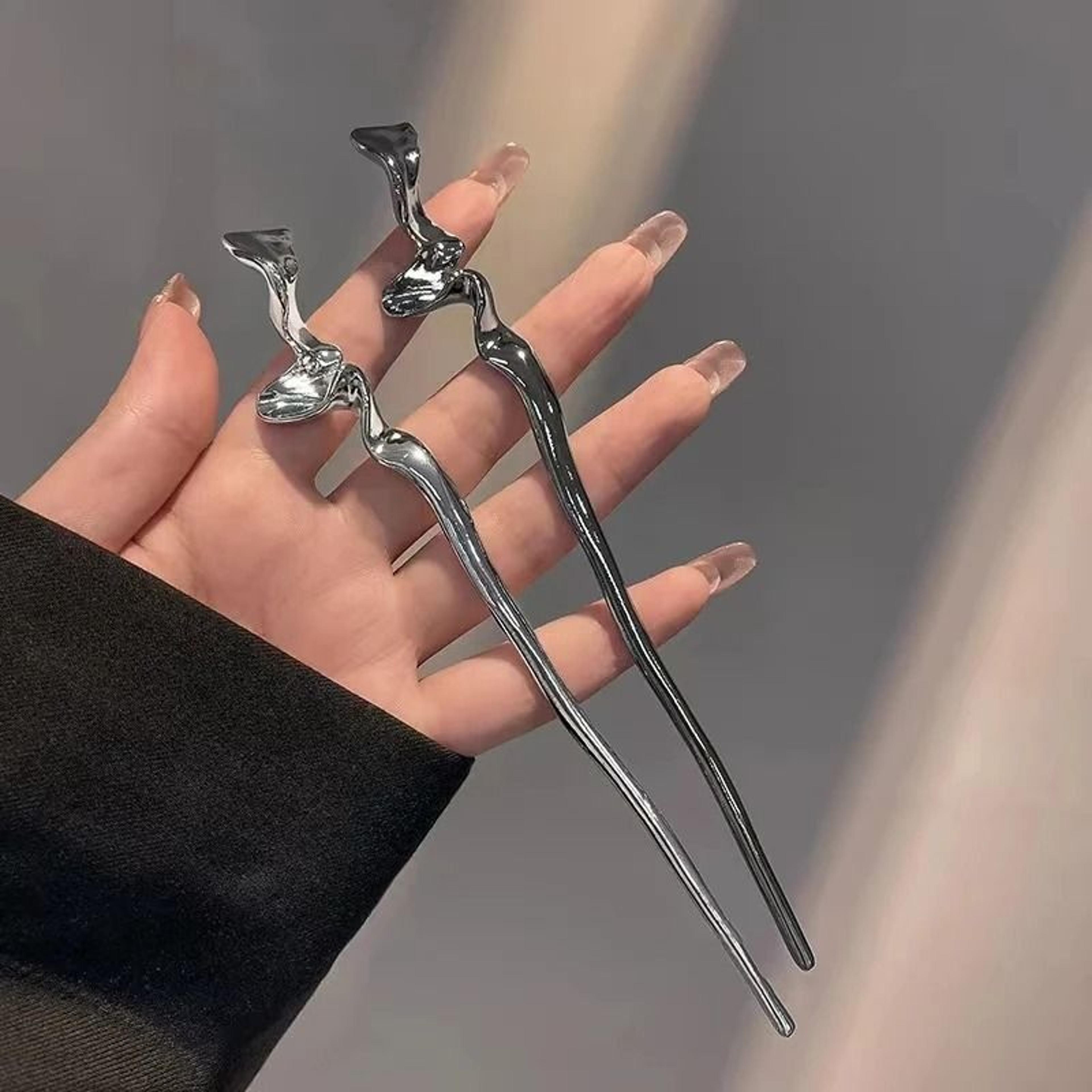 Minimalist Metal Hair Stick Punk Inspired Chinese Style Hairpin 0