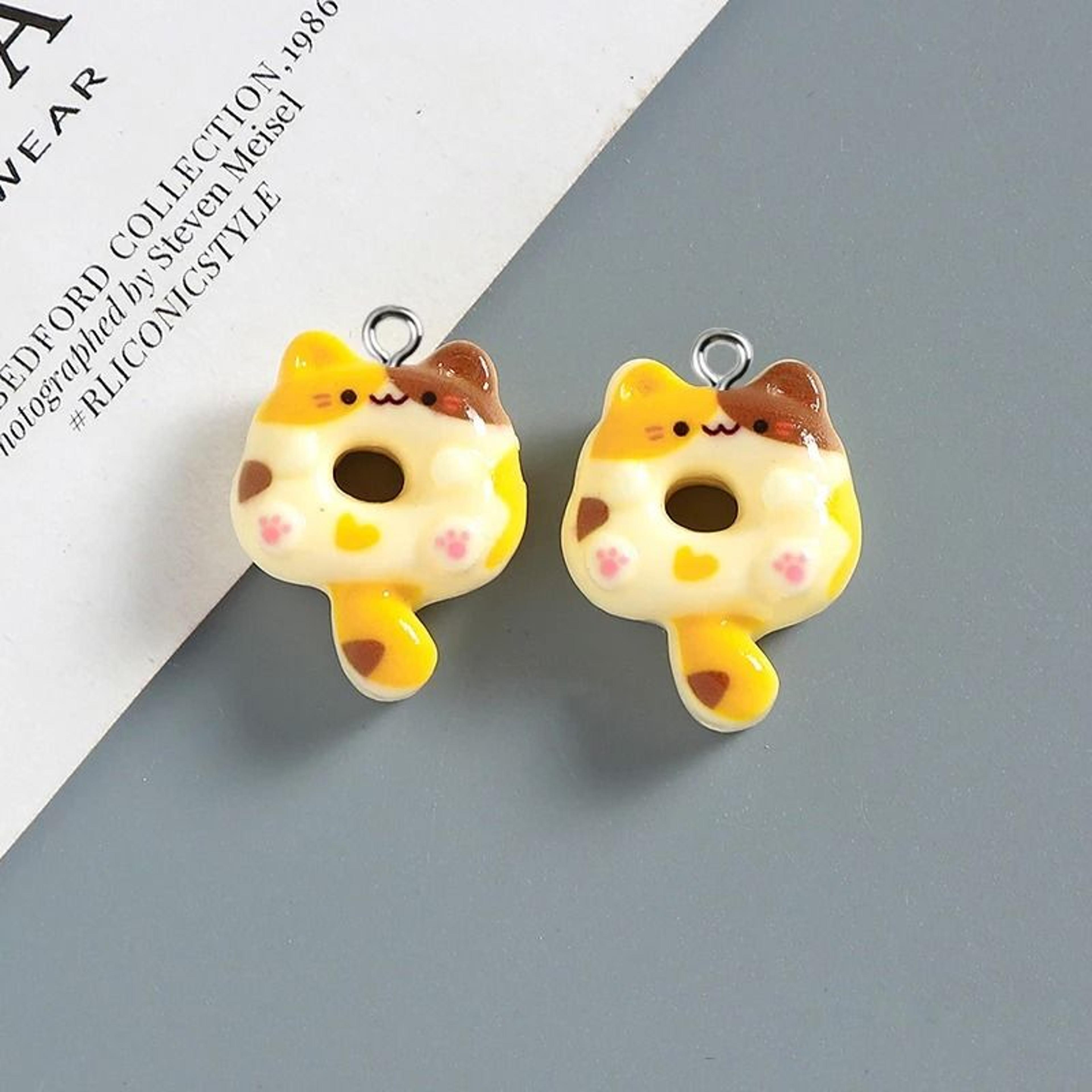 Cute Donut Cat Resin Charms For Jewelry Making Set Of 10 10