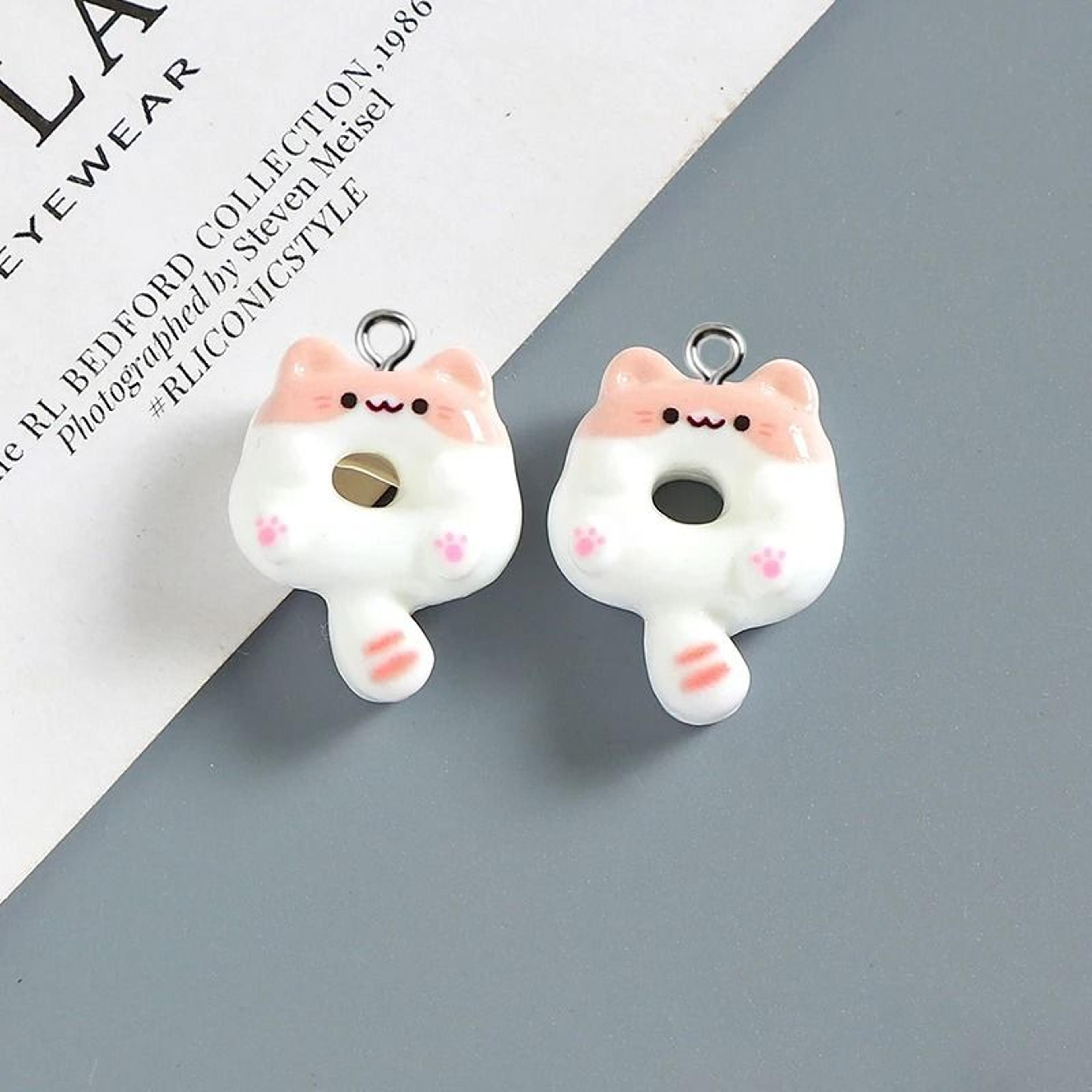 Cute Donut Cat Resin Charms For Jewelry Making Set Of 10 11